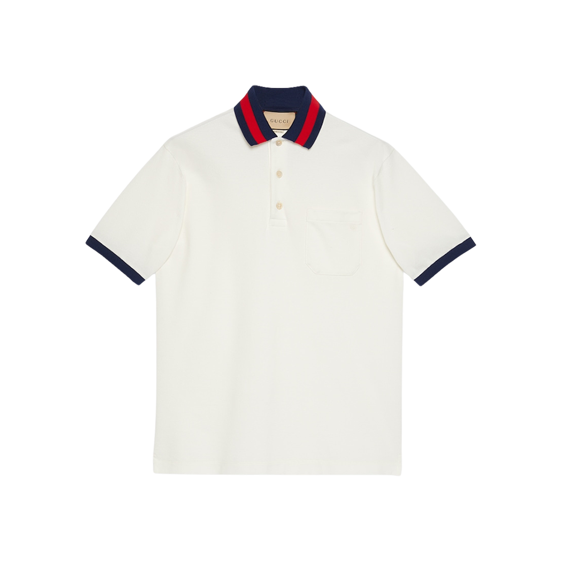 Gucci Cotton Piquet Polo with Web Collar Ivory 상세 이미지 1