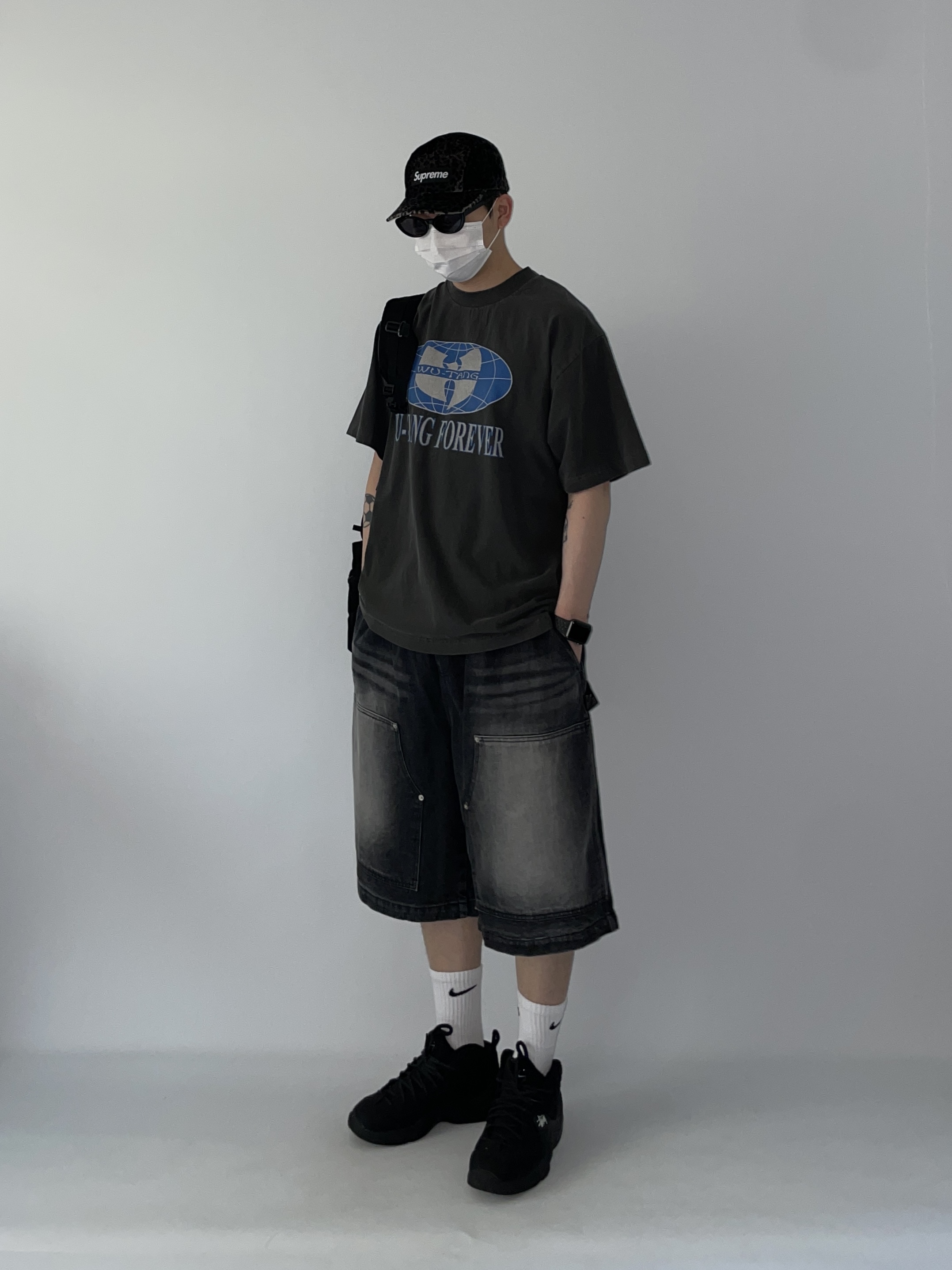 Nike x Stussy Air Penny II Black, Supreme Leopard Velvet Camp Cap Black - 24SS 착용 스타일 - 1