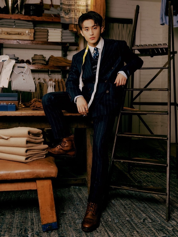 [30%적립] Polo Ralph Lauren Fair Isle Vest Beige Khaki, Polo Ralph Lauren Custom Fit Oxford Shirt White 착용 스타일 - 2
