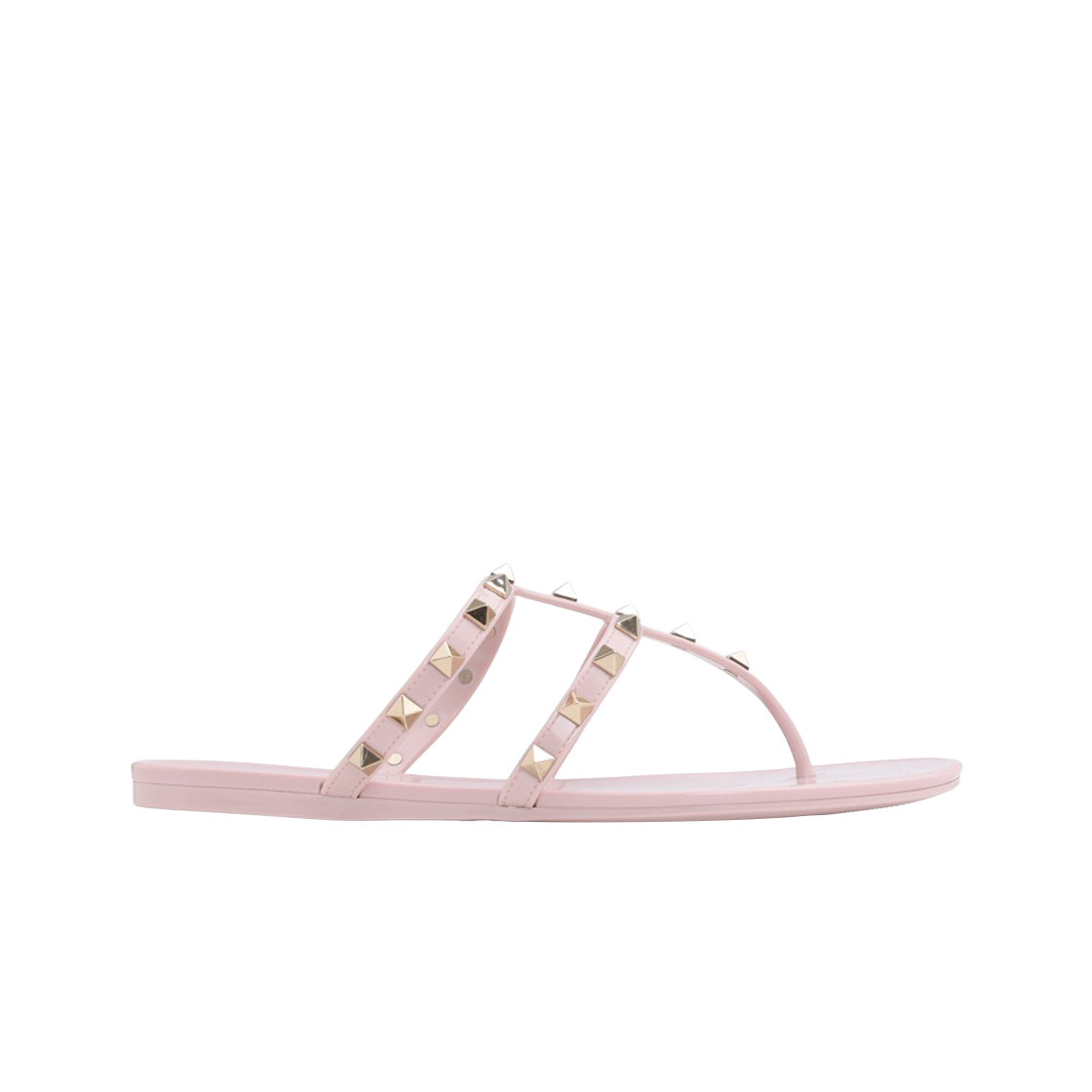 S0T84PVSW34 (W) Valentino Rockstud Flat Rubber Sandal Water Rose