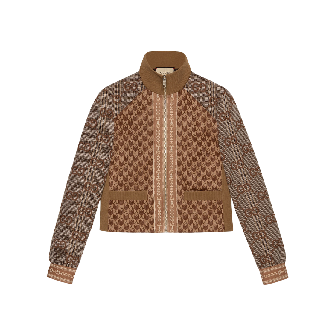 (W) Gucci G Rhombus Jersey Jacquard Zip Jacket Camel Brown 상세 이미지 1