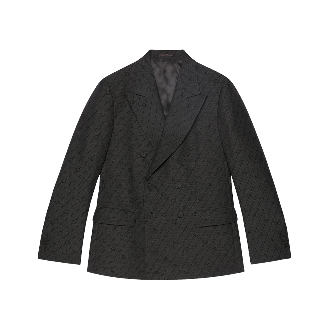 Gucci Interlocking G Striped Wool Formal Jacket Grey Black 상세 이미지 1