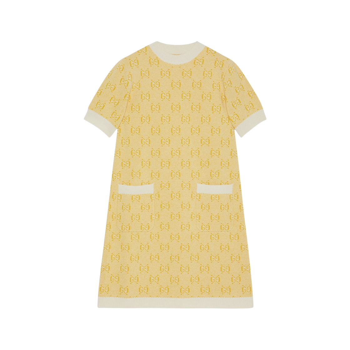 (W) Gucci GG Wool Jacquard Dress Yellow 상세 이미지 1