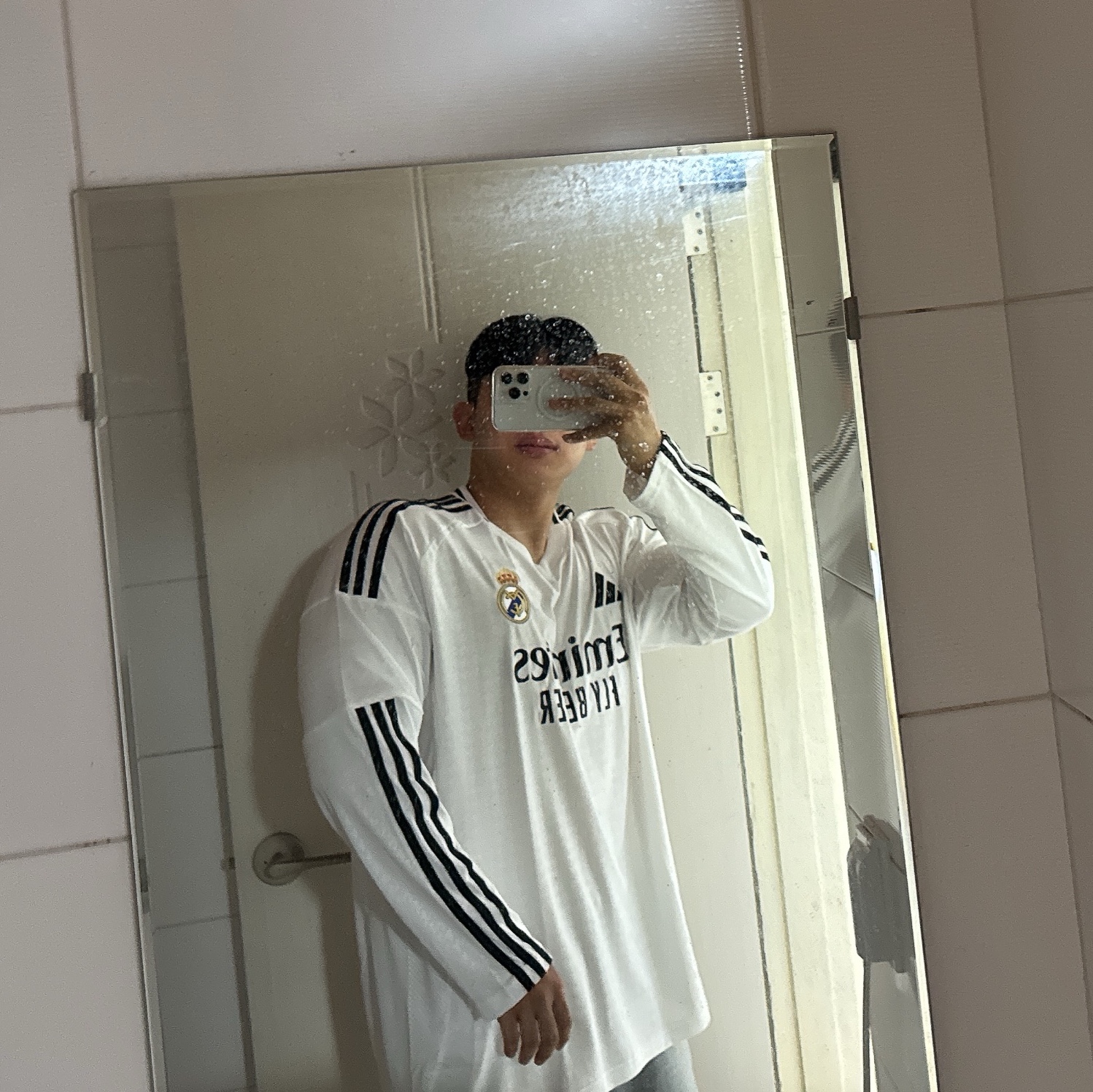Adidas Real Madrid 2024/25 Home Long Sleeve Jersey White - KR Sizing (Non Marking Ver.), [예약 배송] NOS7 x Monamhee SON.hee Cream 착용 스타일 - 3