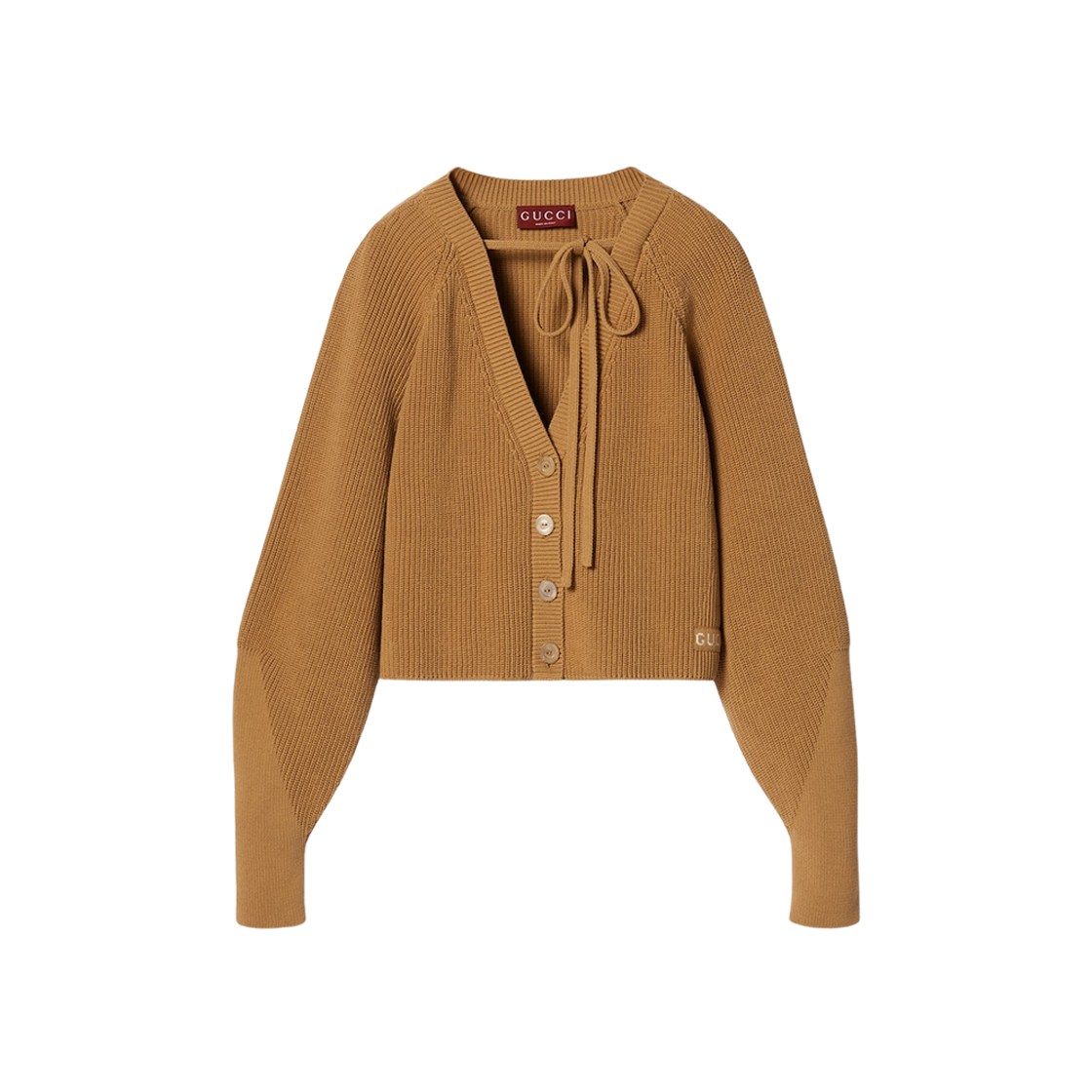 (W) Gucci Chunky Rib Cotton Cardigan Camel 상세 이미지 1