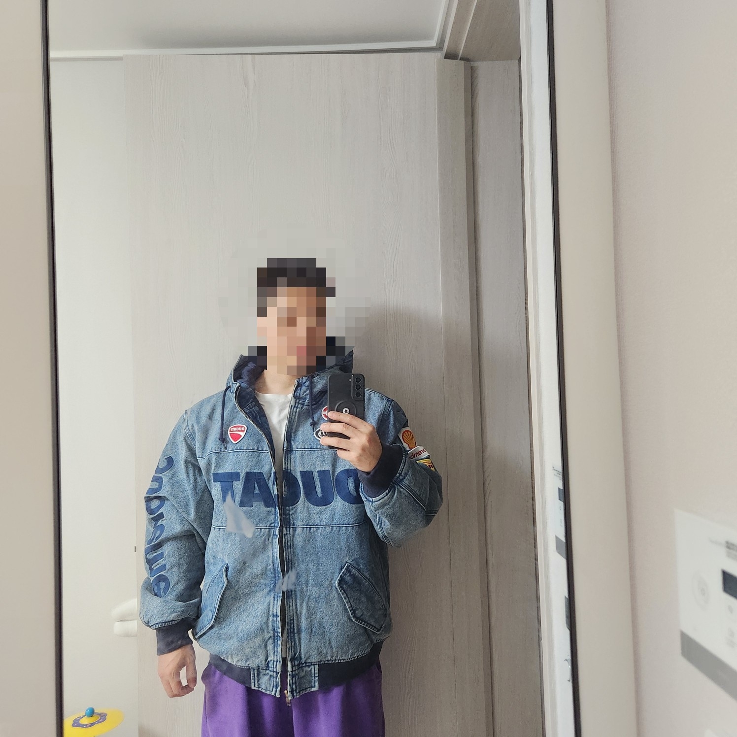 Supreme x Ducati Hooded Racing Jacket Denim - 24SS 착용 스타일 - 1