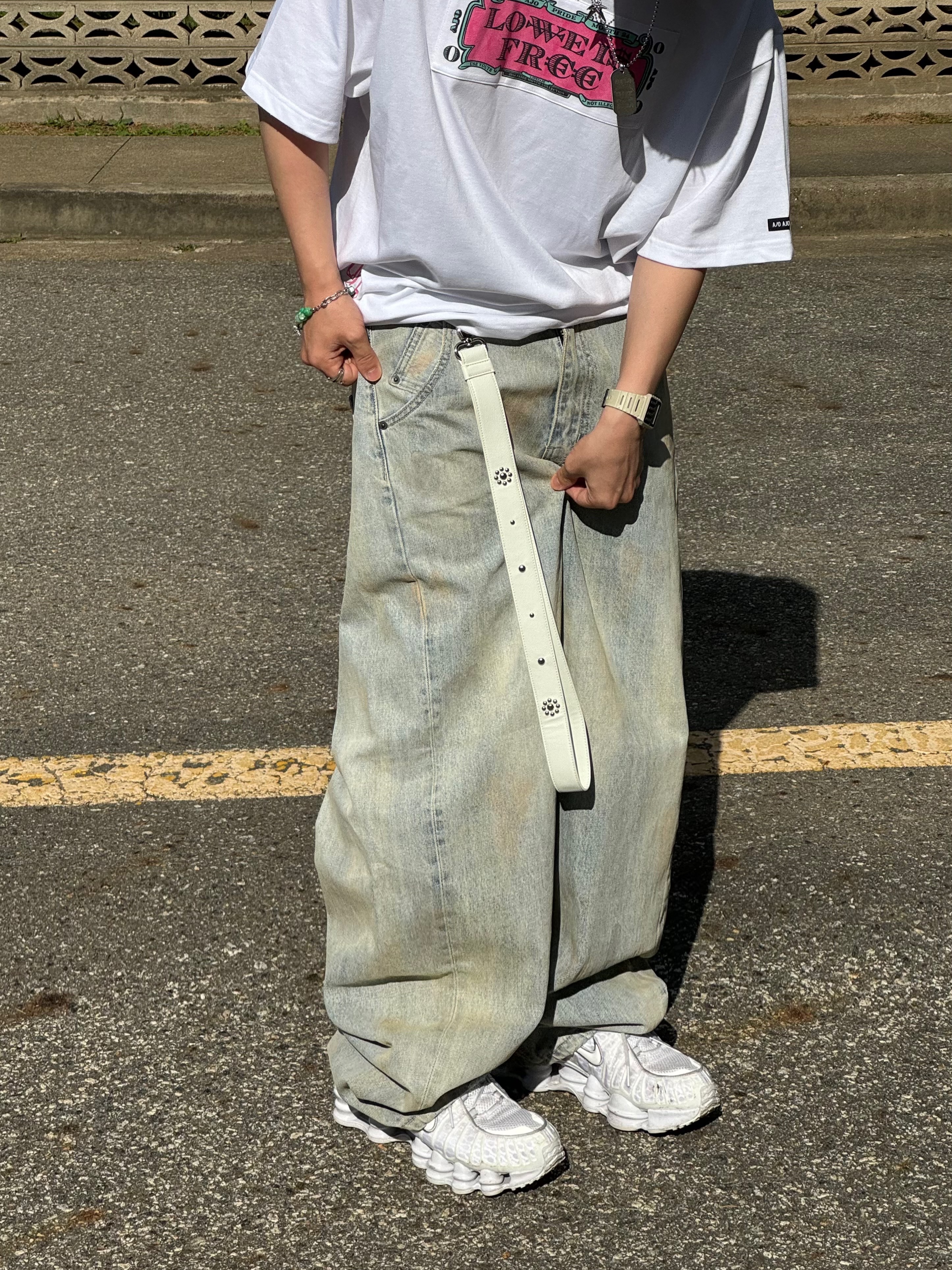 (W) Nike Shox TL Metallic Silver, Nos Couleurs No Comment Cap Denim 착용 스타일 - 5