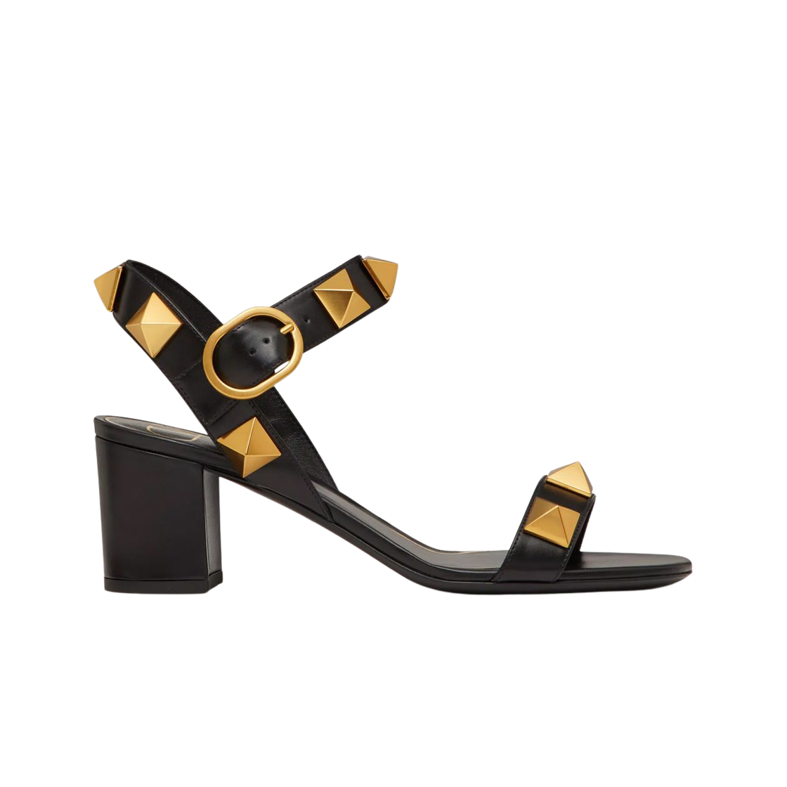 S0CR2ZWM0NO (W) Valentino Roman Stud Calfskin Sandal Black