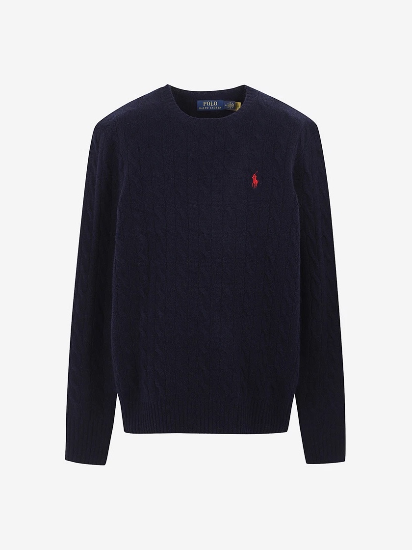 [30%적립] Polo Ralph Lauren Cable Knit Wool Cashmerer Sweater Hunter Navy 착용 스타일 - 2