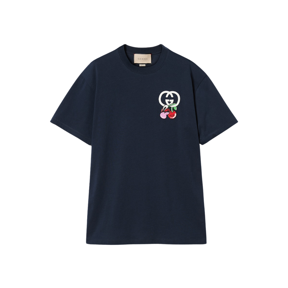 (W) Gucci Cotton Jersey T-Shirt with Patch Navy 상세 이미지 1