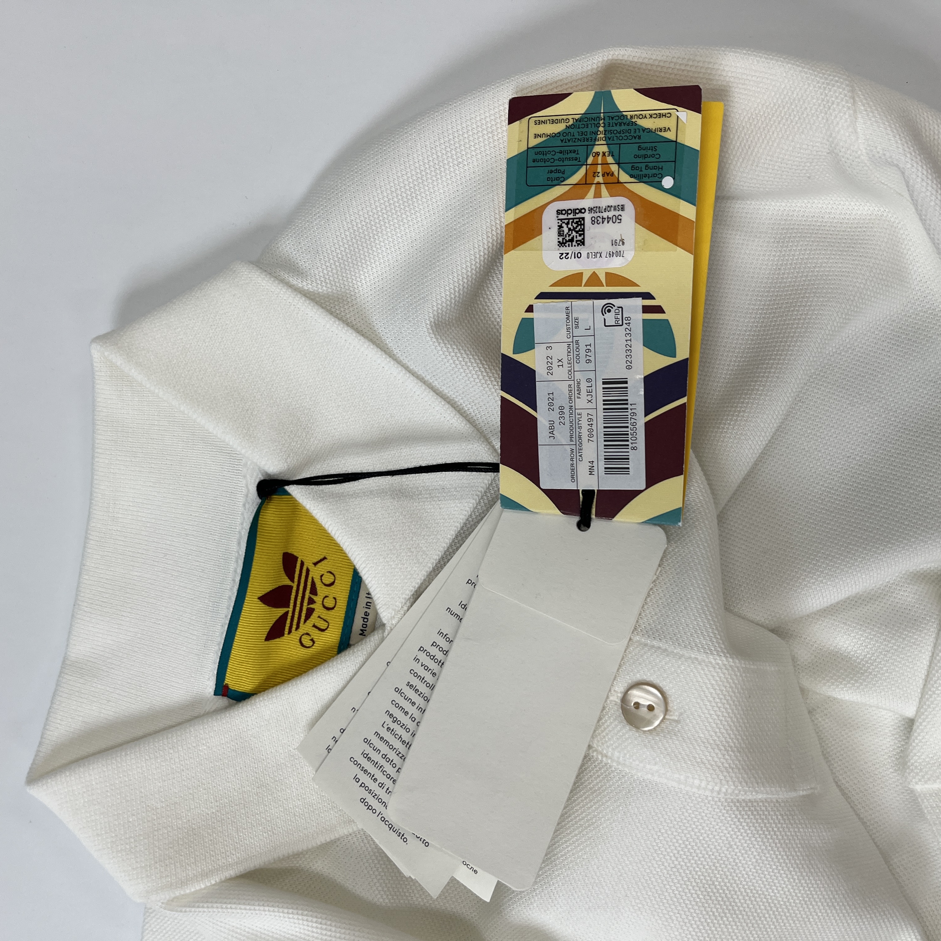 Gucci x Adidas Cotton Piquet Polo White 착용 스타일 - 1