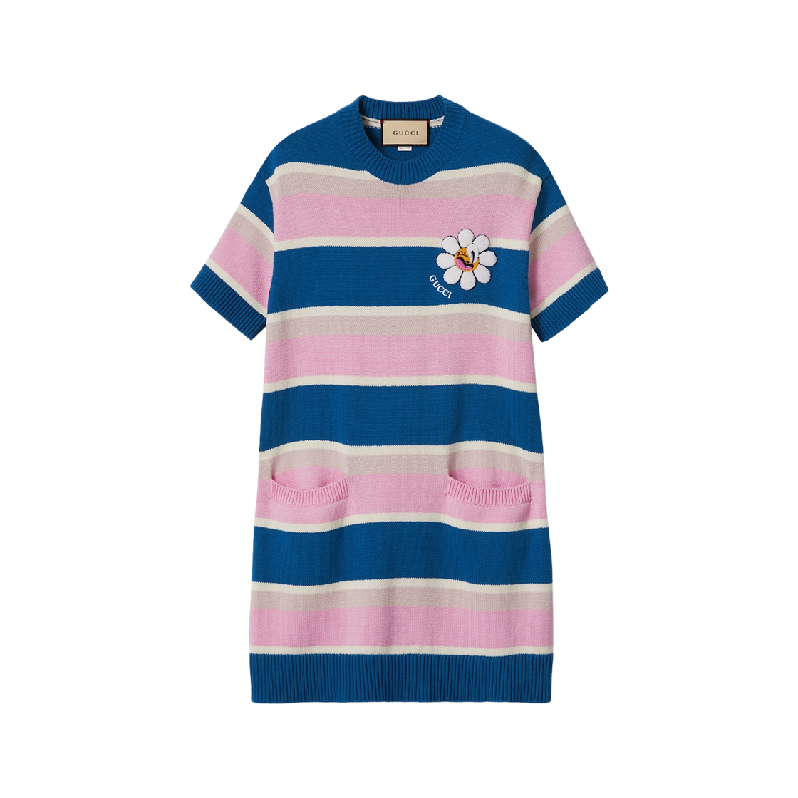 (W) Gucci Striped Cotton Wool Dress with Patch Multicolor 상세 이미지 1