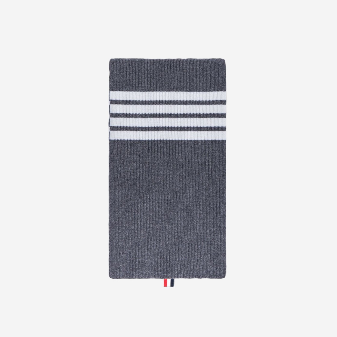 Thom Browne Full Needle Rib Knit Cashmere 4-Bar Stripe Scarf Medium Grey 상세 이미지 1