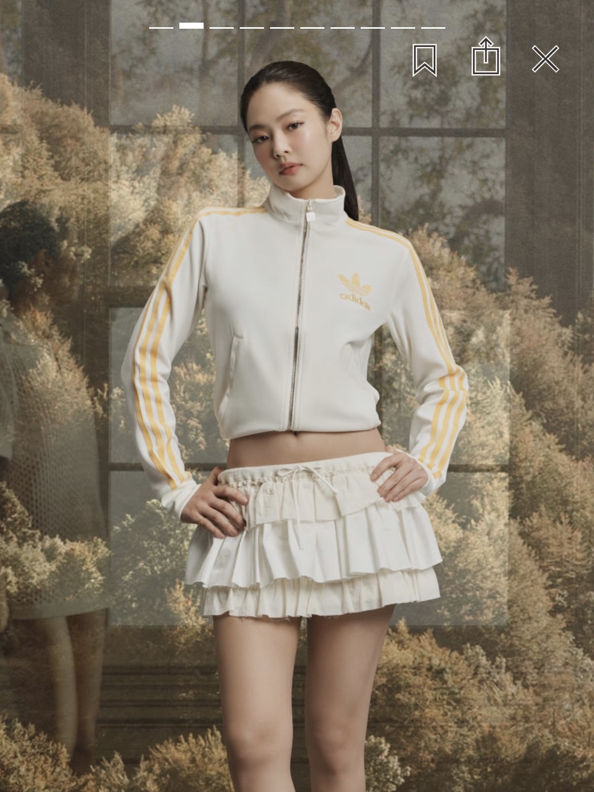 (W) Adidas Originals Beckenbauer Crepe Track Top Off White - KR Sizing 착용 스타일