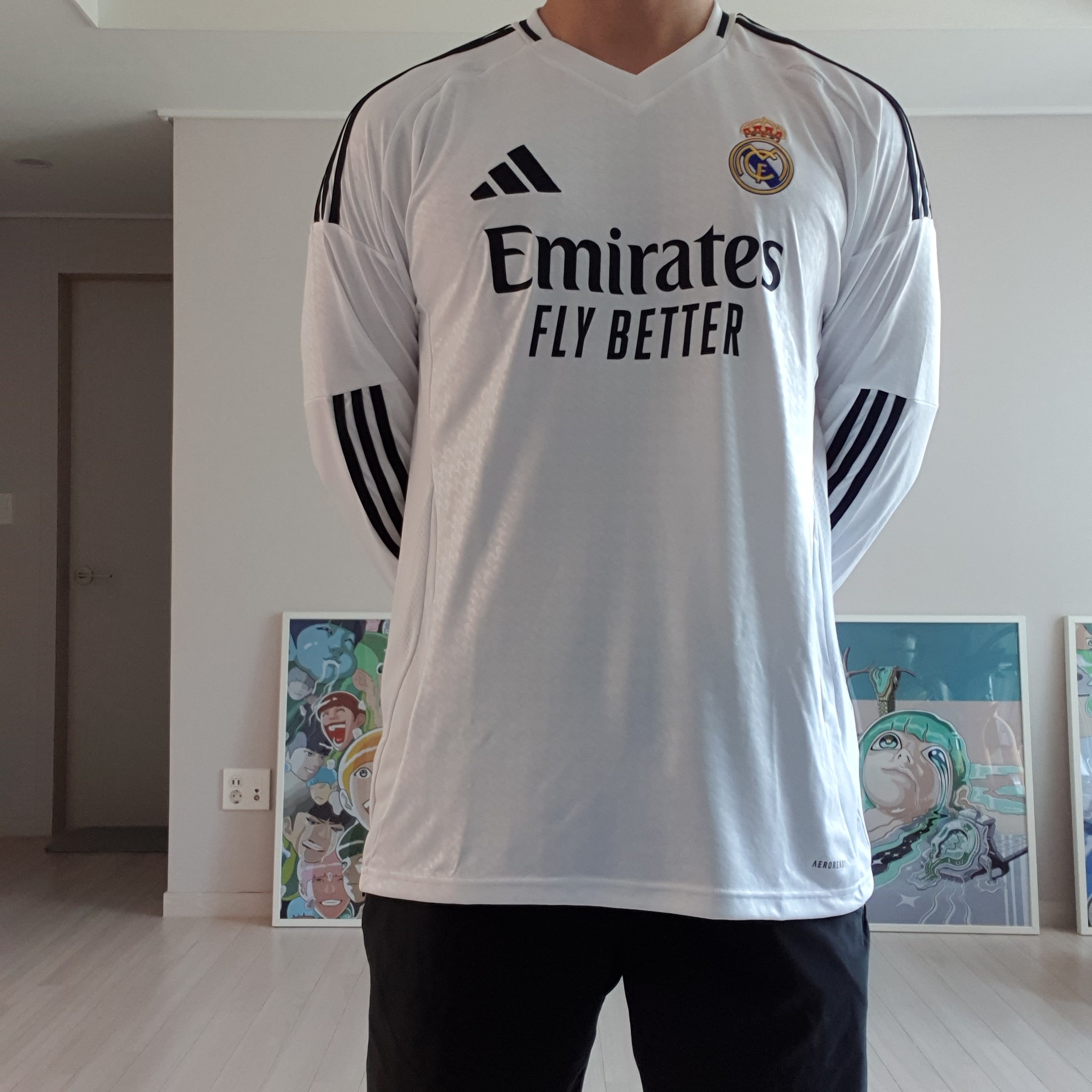 Adidas Real Madrid 2024/25 Home Long Sleeve Jersey White - KR Sizing (Non Marking Ver.) 착용 스타일 - 5