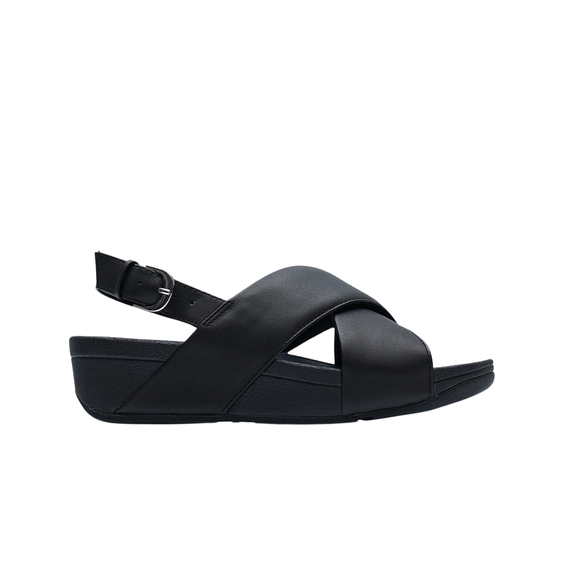 K03-001 (W) FITFLOP Lulu Leather Cross Back Strap Sandals Black