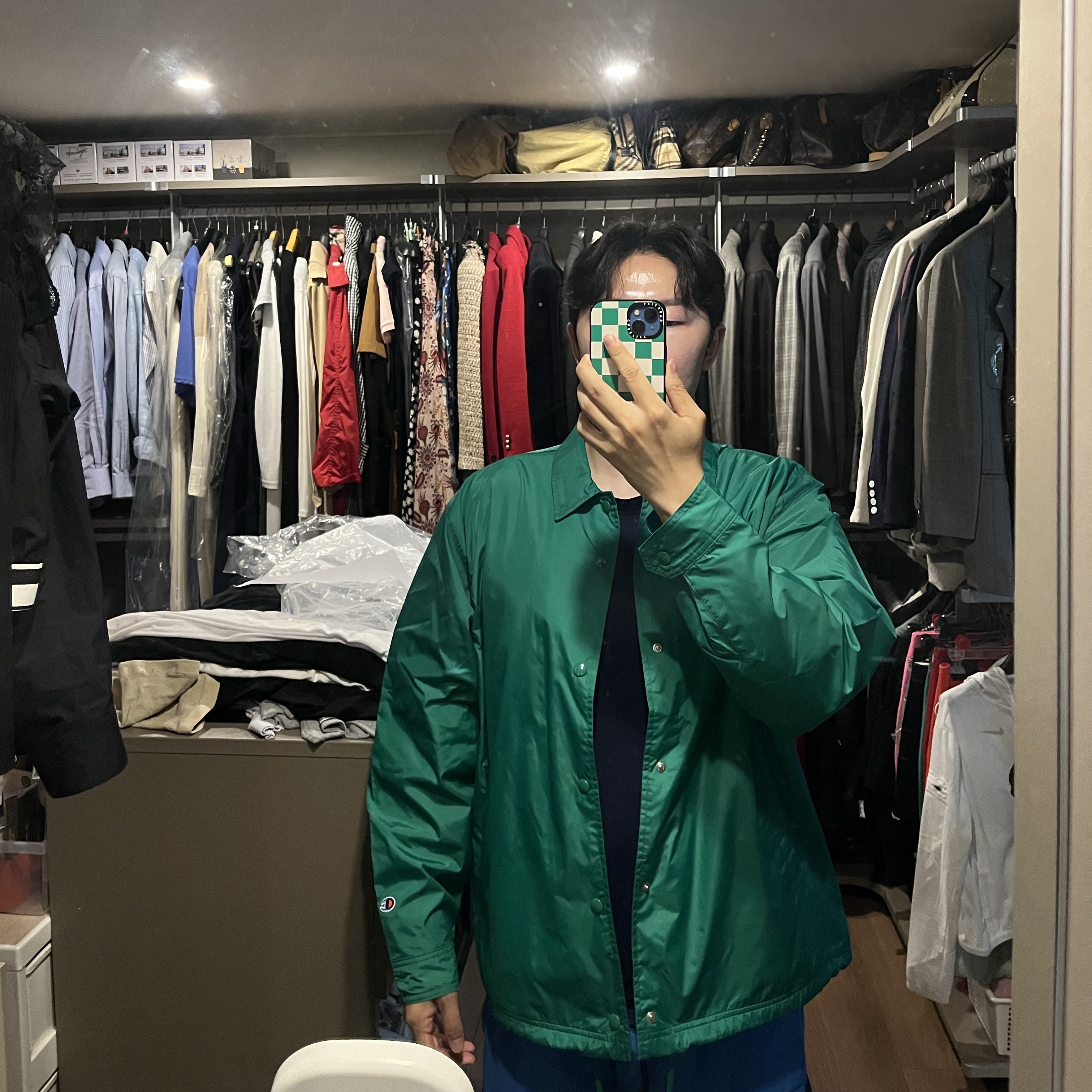 Supreme x Champion Coaches Jacket Green - 24SS 착용 스타일 - 1