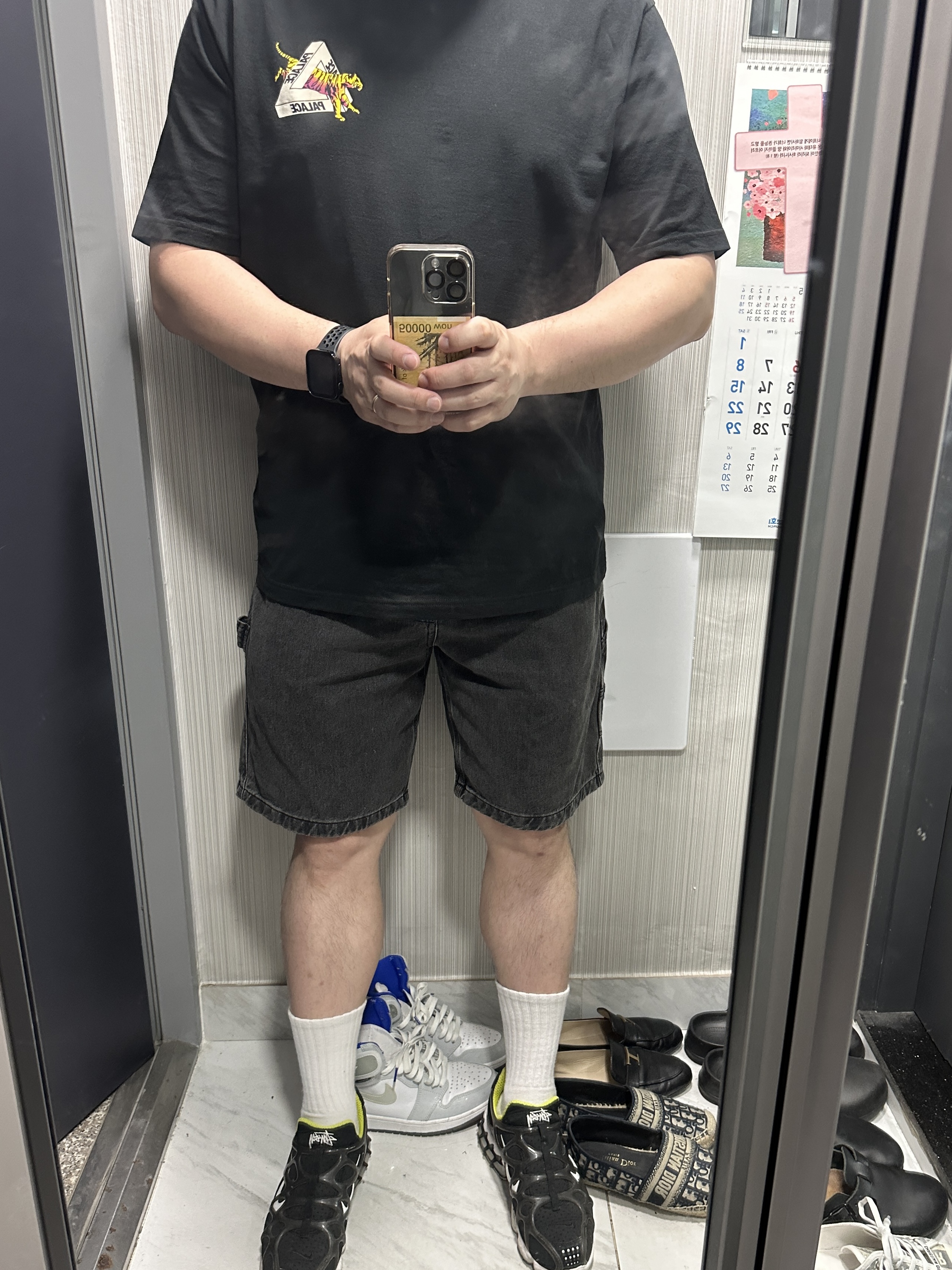 Palace Korea Tri-Ferg T-Shirt Black - 24SS 착용 스타일