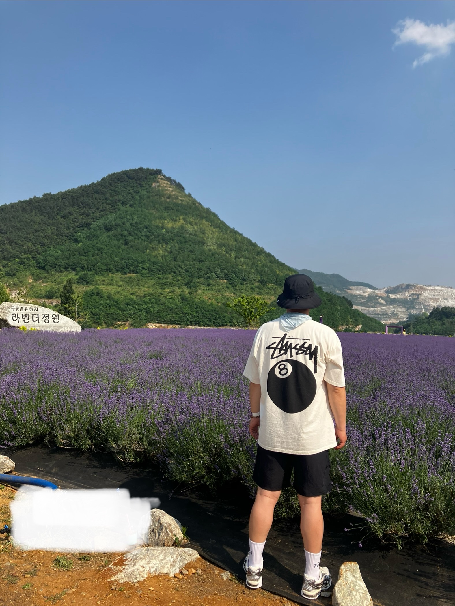 Stussy 8 Ball Pigment Dyed T-Shirt Natural, Stussy Big Basic Water Shorts Black 착용 스타일 - 2