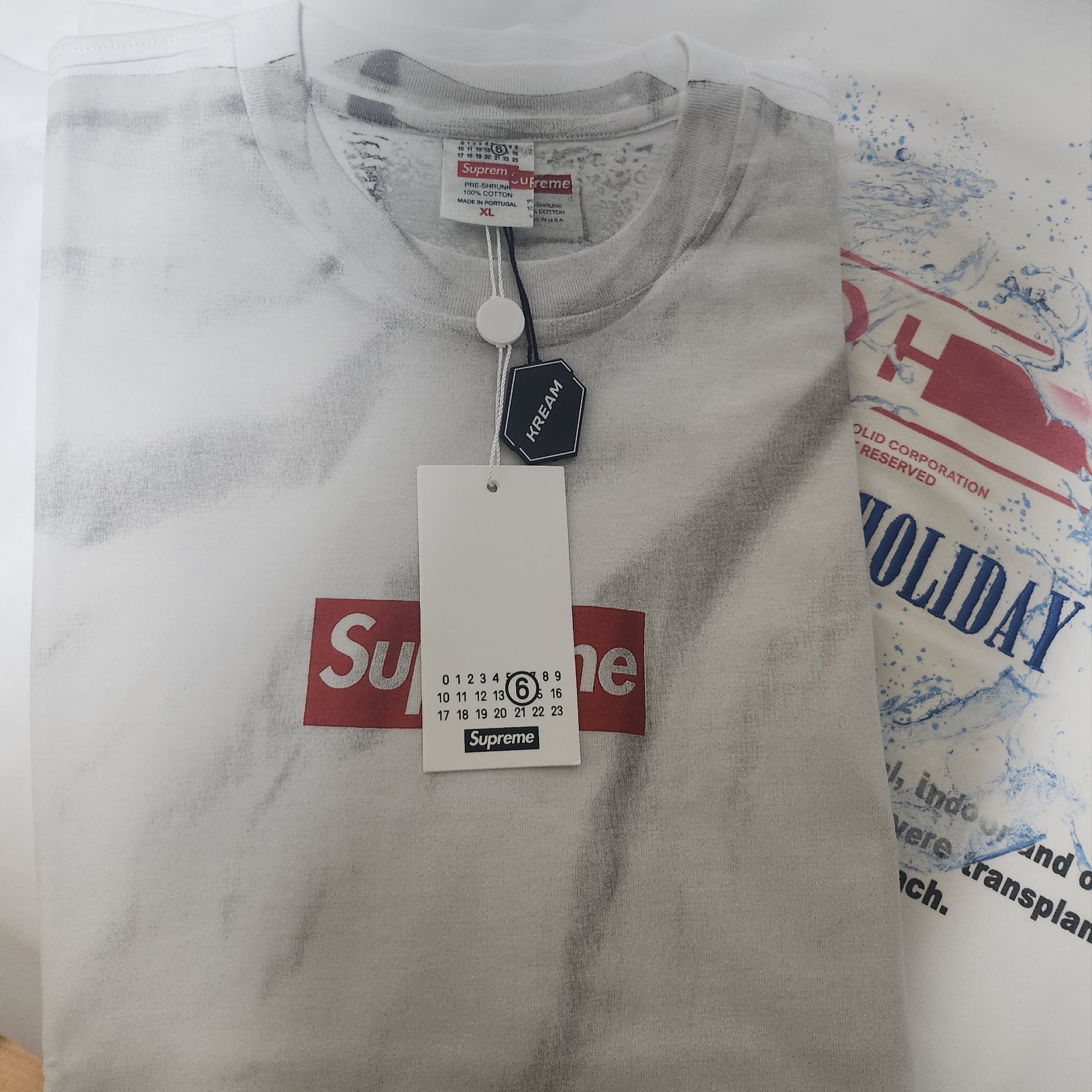 Supreme x MM6 Maison Margiela Box Logo T-Shirt White - 24SS 착용 스타일