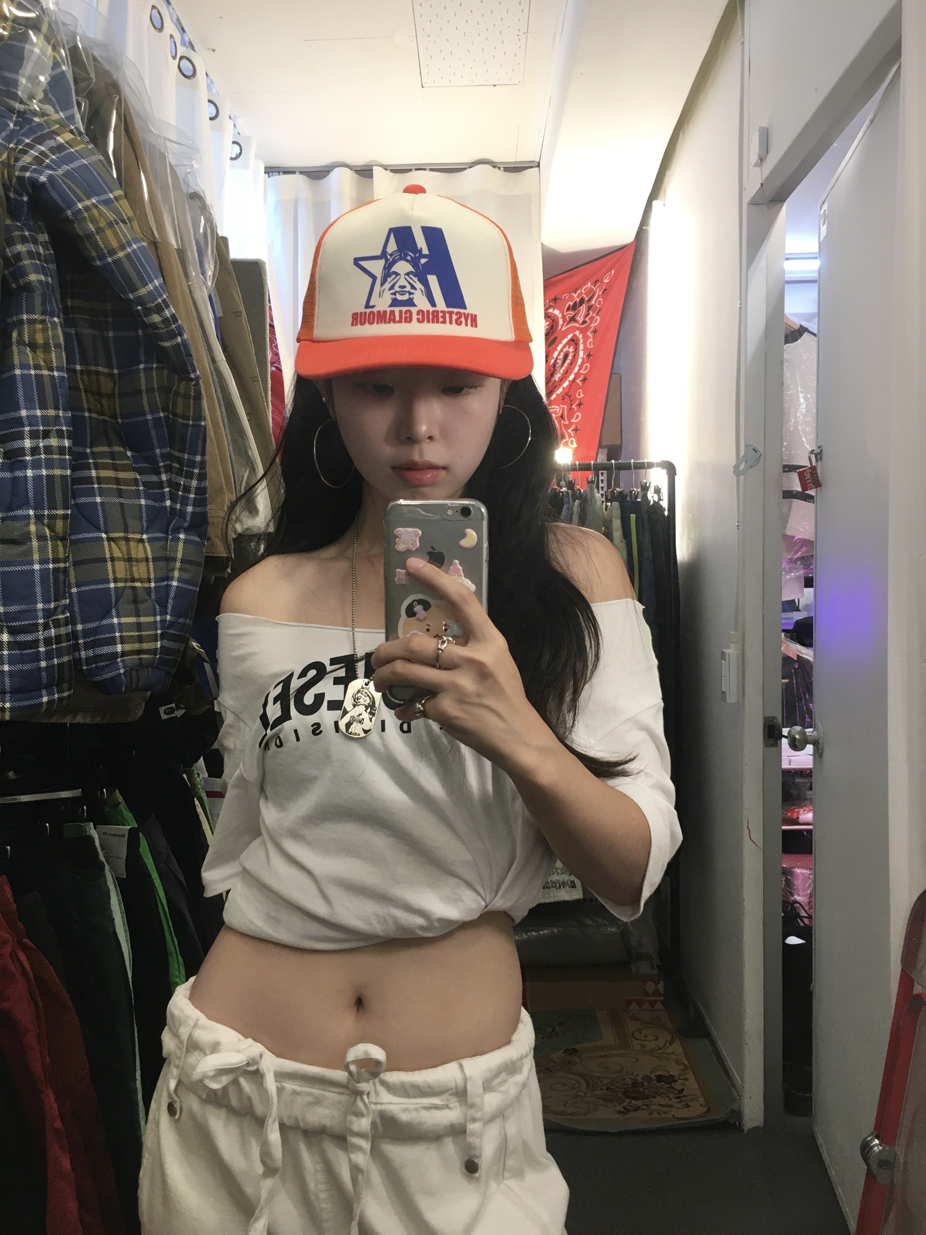 Hysteric Glamour Star Evil Mesh Cap Orange 착용 스타일