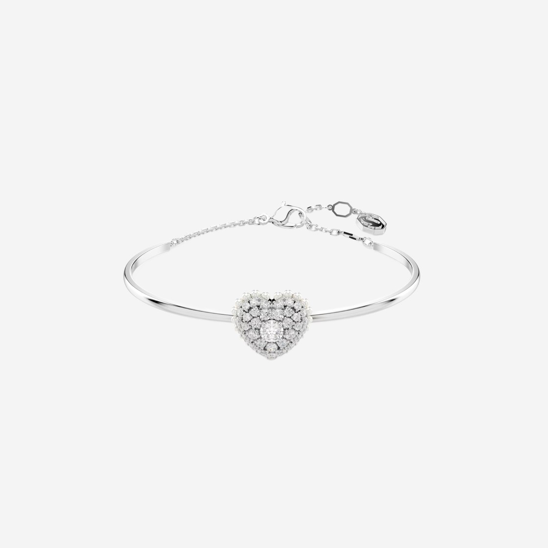 (W) Swarovski Hyperbola Bangle Heart White Rhodium Plated 상세 이미지 1