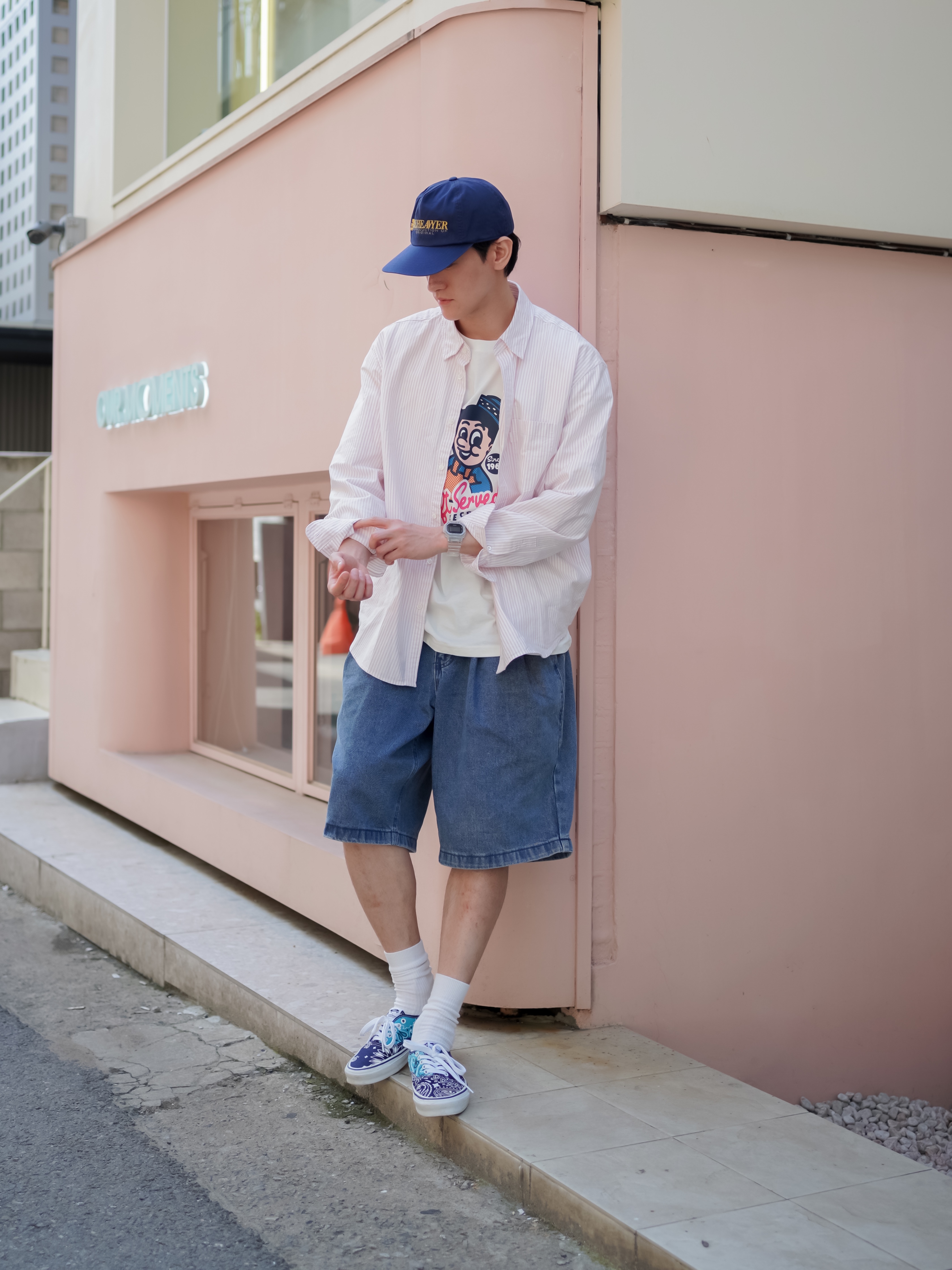 Vans x WP Authentic 44 DX Paisley OG Navy 착용 스타일 - 1