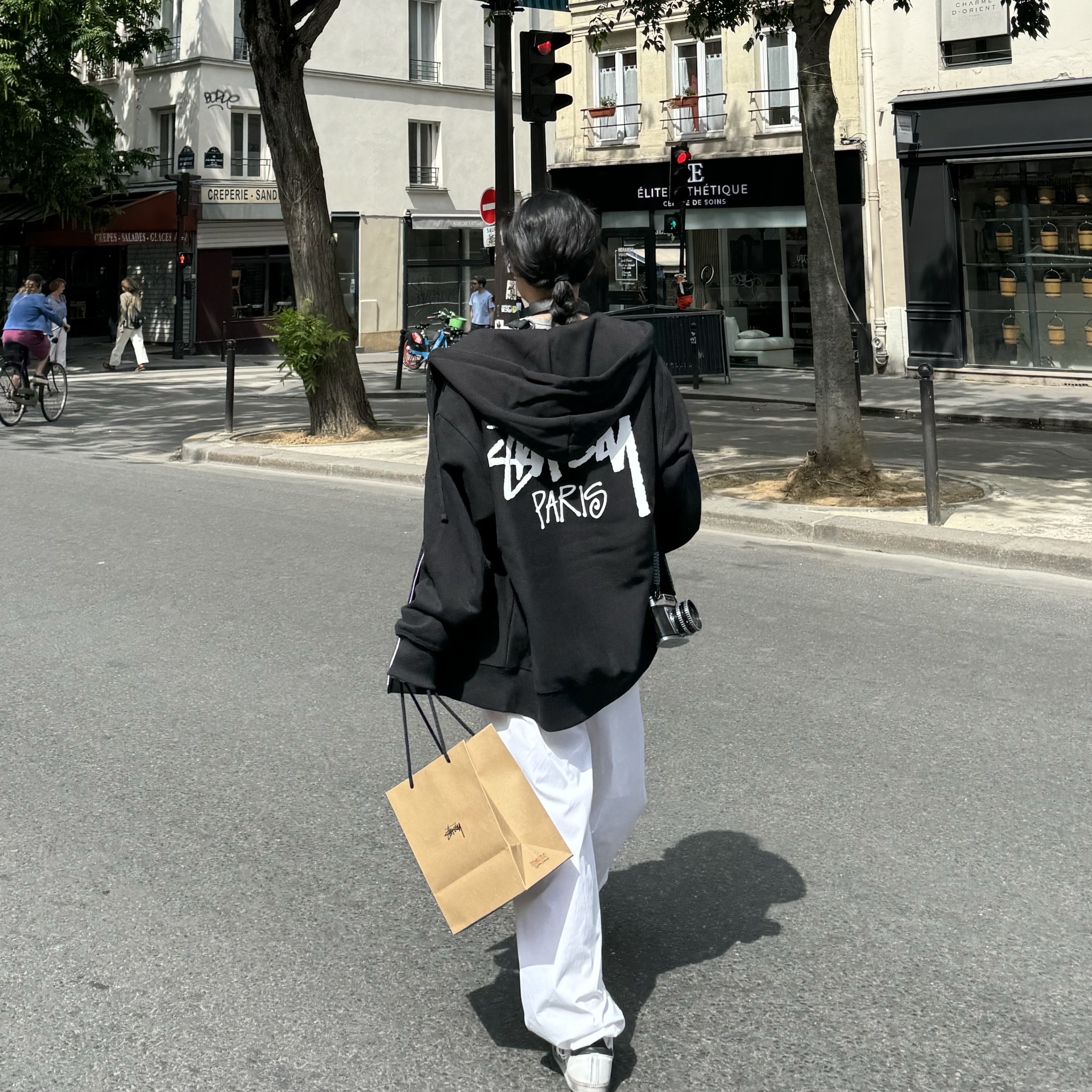 Stussy Stock Paris Zip Hoodie Black, Adidas Samba Vegan 착용 스타일 - 2