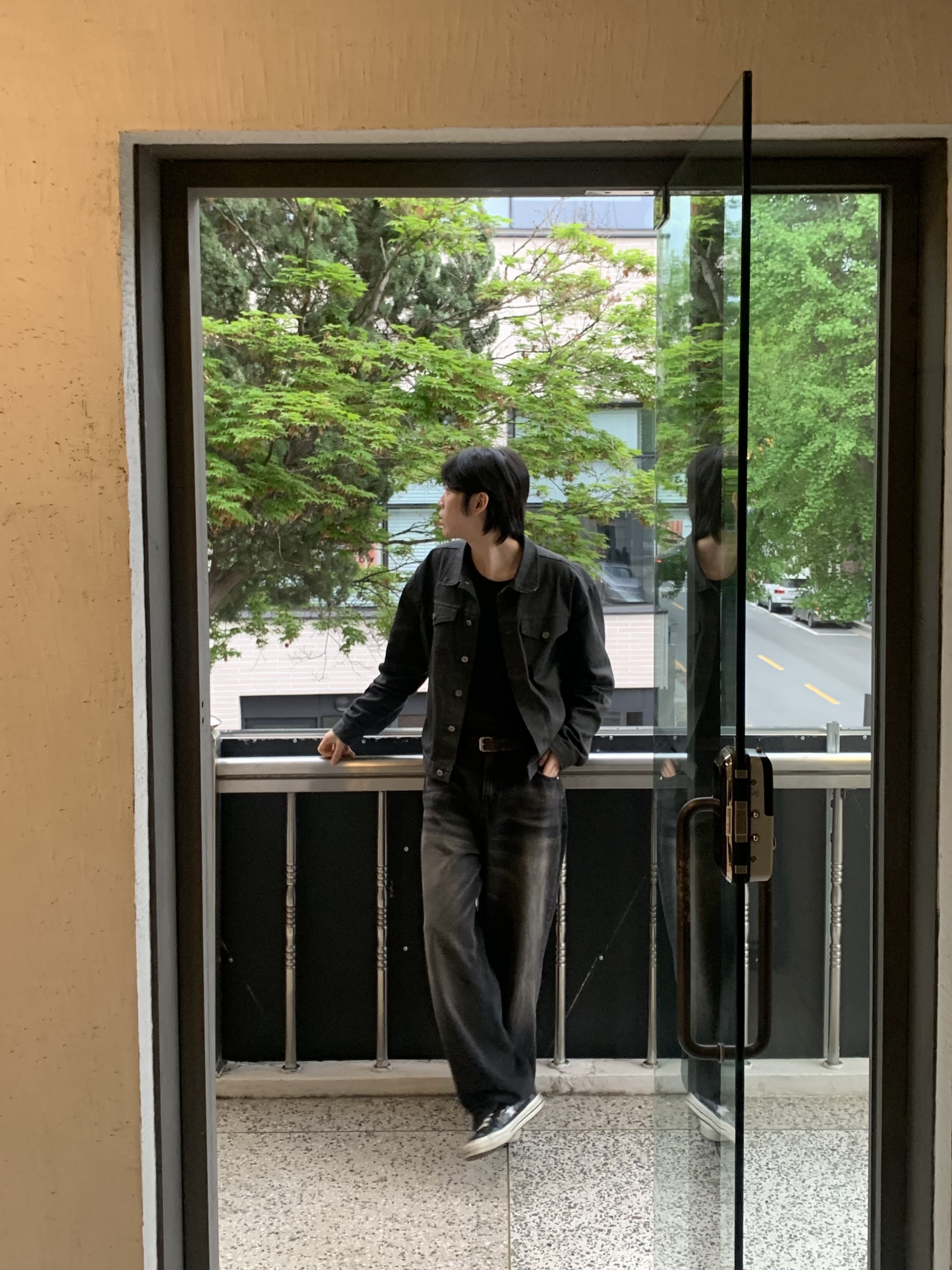 Converse One Star Ox HanByeol Black 착용 스타일