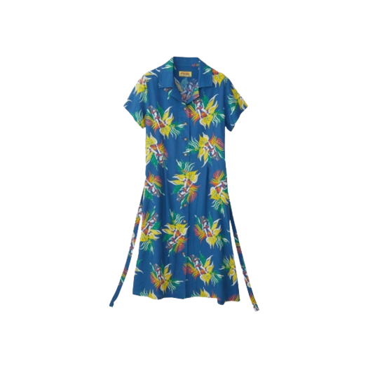 (W) 히스테릭 글래머 트로픽 레이디랜드 패턴 알로하 드레스 블루
