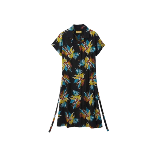 (W) 히스테릭 글래머 트로픽 레이디랜드 패턴 알로하 드레스 블랙