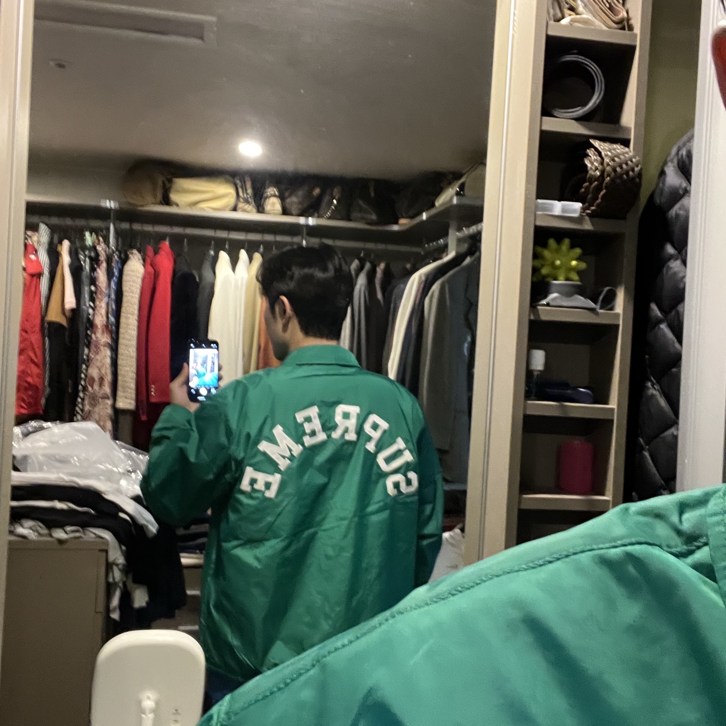 Supreme x Champion Coaches Jacket Green - 24SS 착용 스타일 - 3