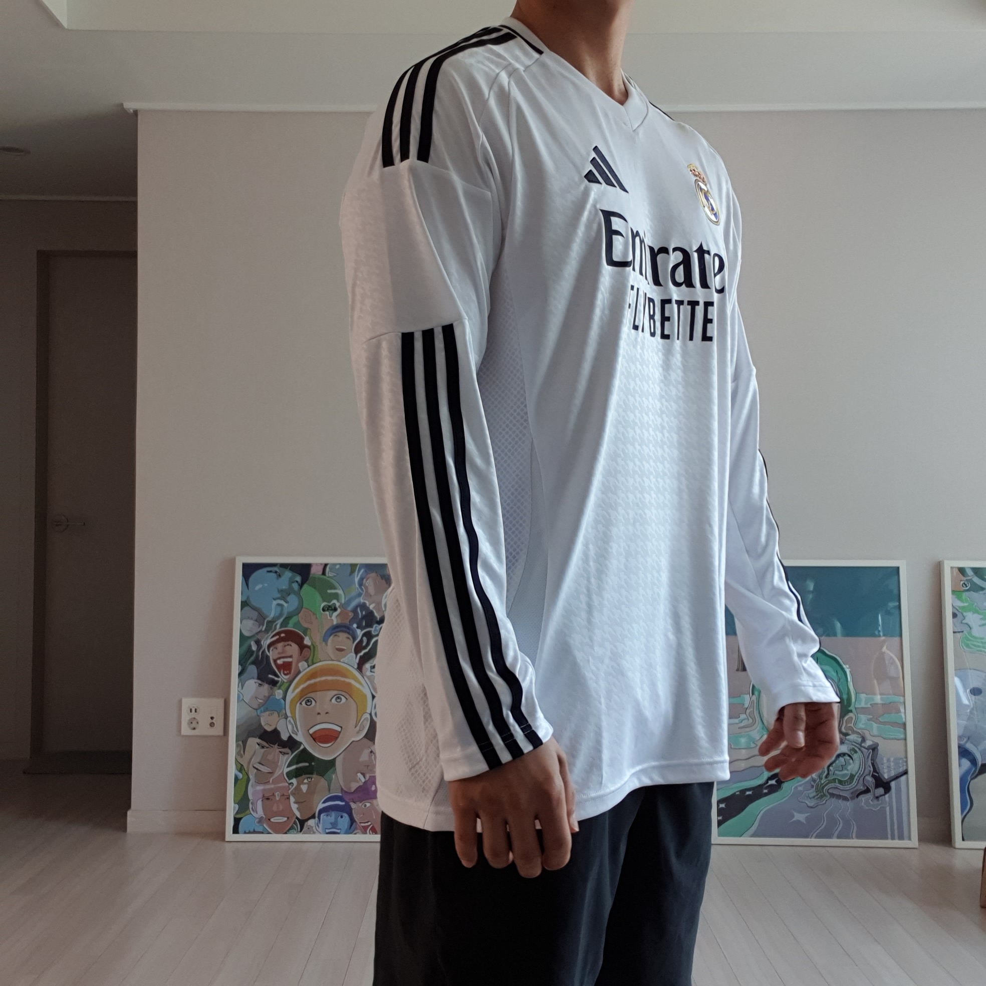 Adidas Real Madrid 2024/25 Home Long Sleeve Jersey White - KR Sizing (Non Marking Ver.) 착용 스타일 - 3