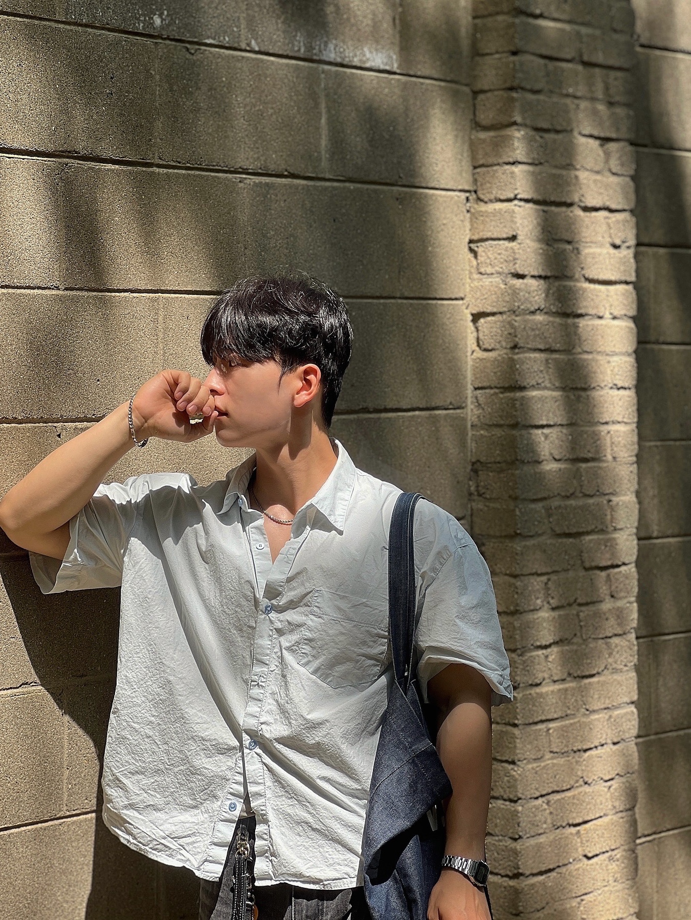 Casio A-158WA-1, A.P.C. Daniela Shopping Bag Indigo 착용 스타일 - 4