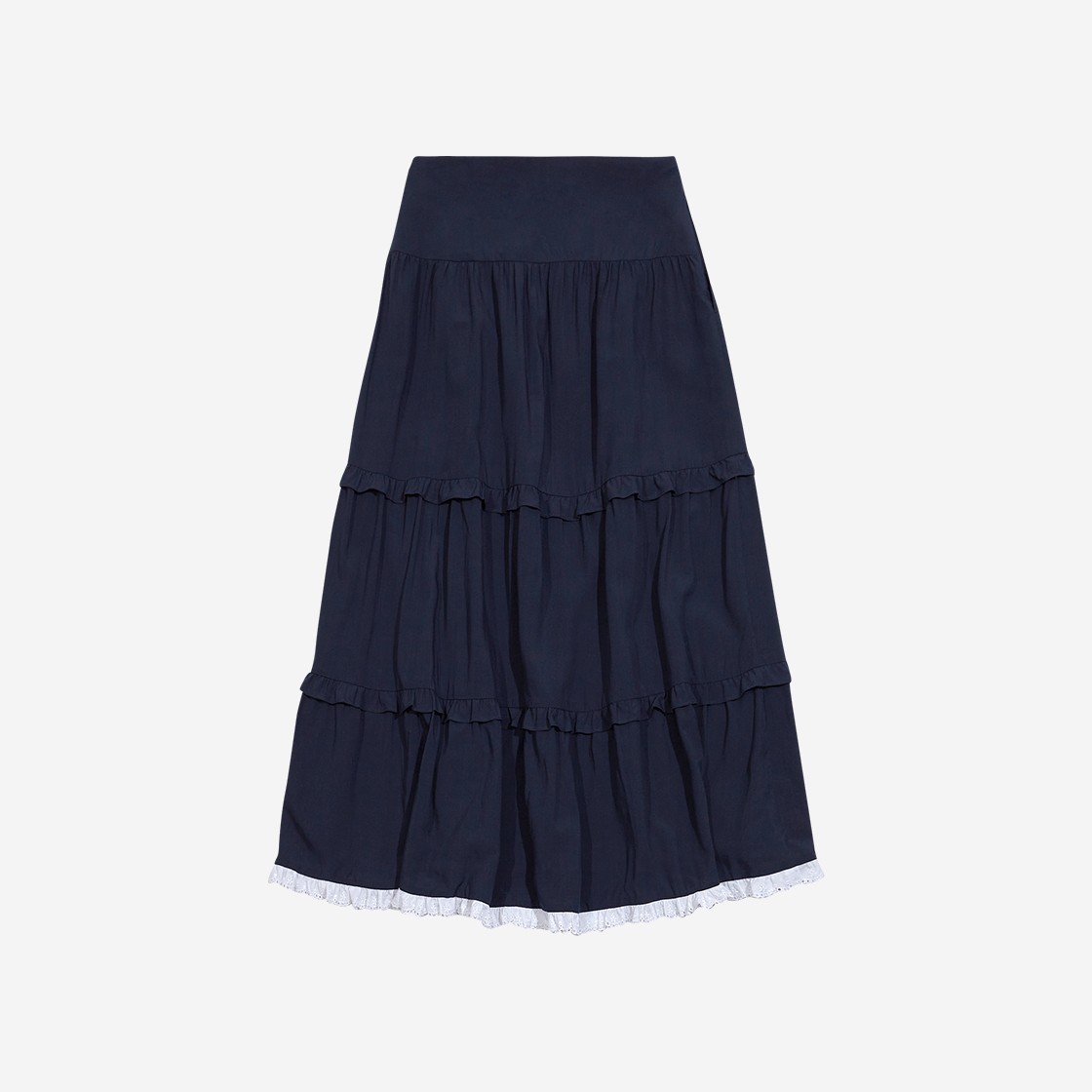 Margarin Fingers Frill Long Skirt Navy 상세 이미지 1