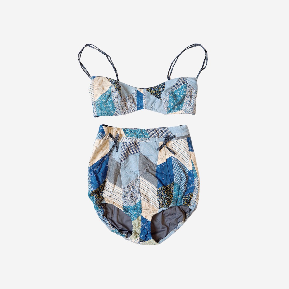 (W) Kapital Yabane Quilt Patchwork Retro Swimsuit Indigo 상세 이미지 1