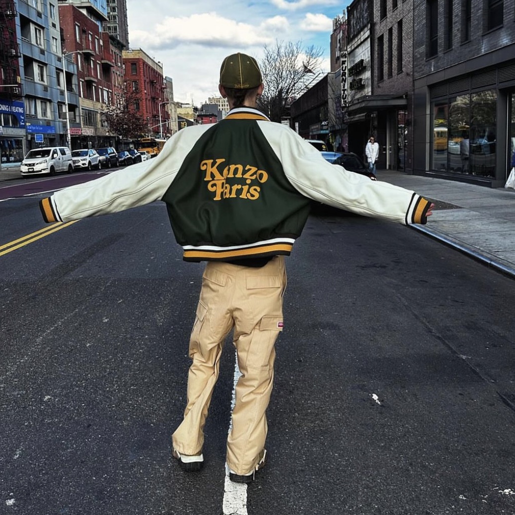 Kenzo x Verdy Varsity Jacket Dark Khaki 착용 스타일