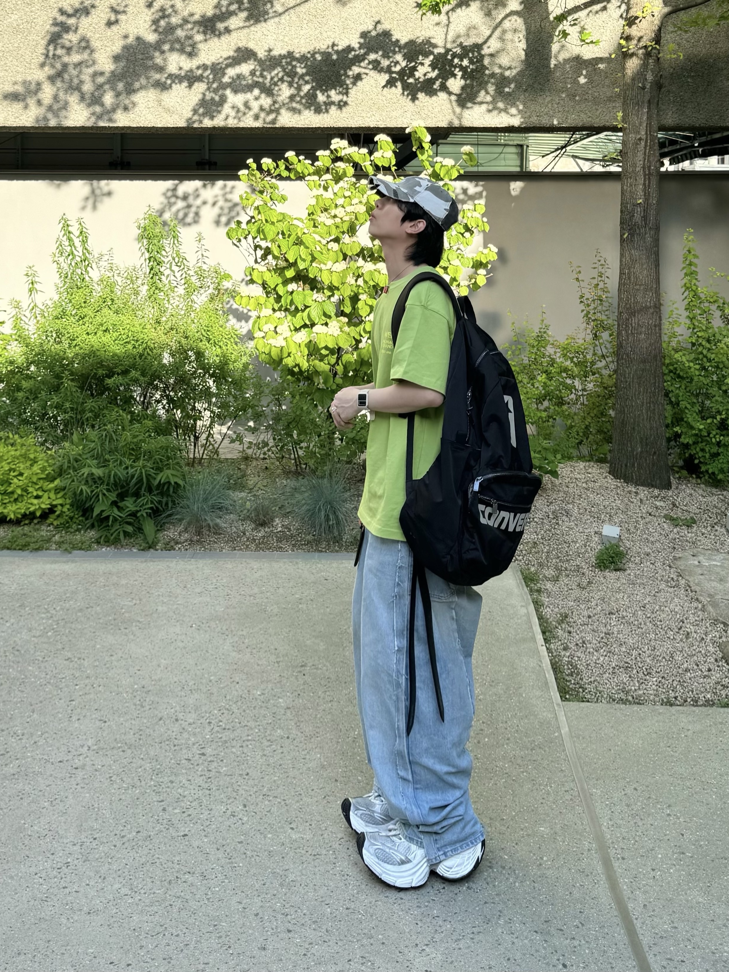 Project G/R Crashed Cap City Camo, Project G/R Upcyling Denim Pants Blue 착용 스타일 - 5