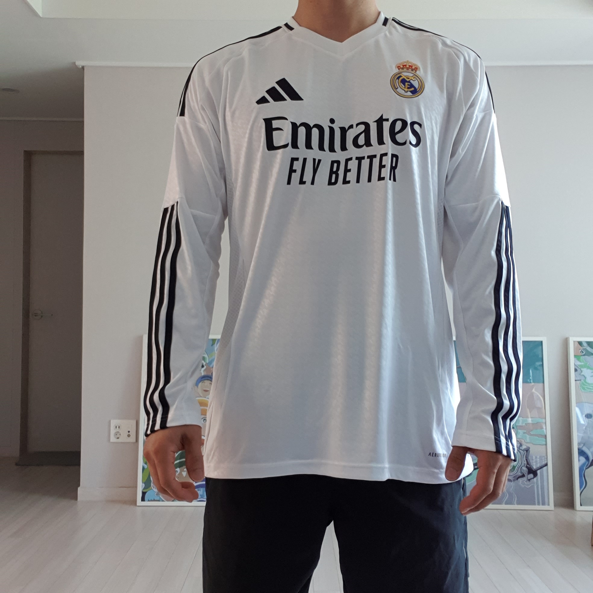 Adidas Real Madrid 2024/25 Home Long Sleeve Jersey White - KR Sizing (Non Marking Ver.) 착용 스타일 - 2