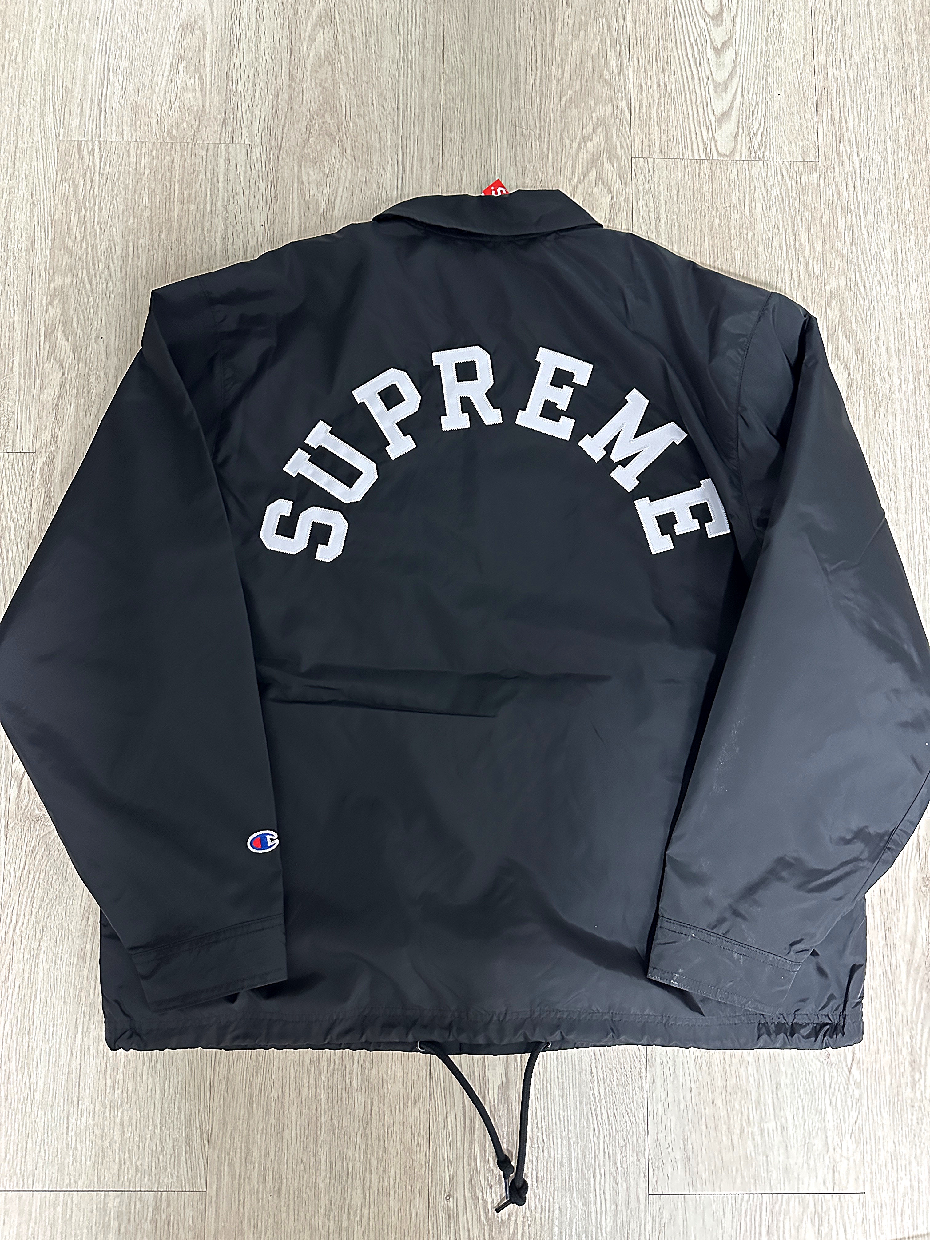 Supreme x Champion Coaches Jacket Black - 24SS 착용 스타일