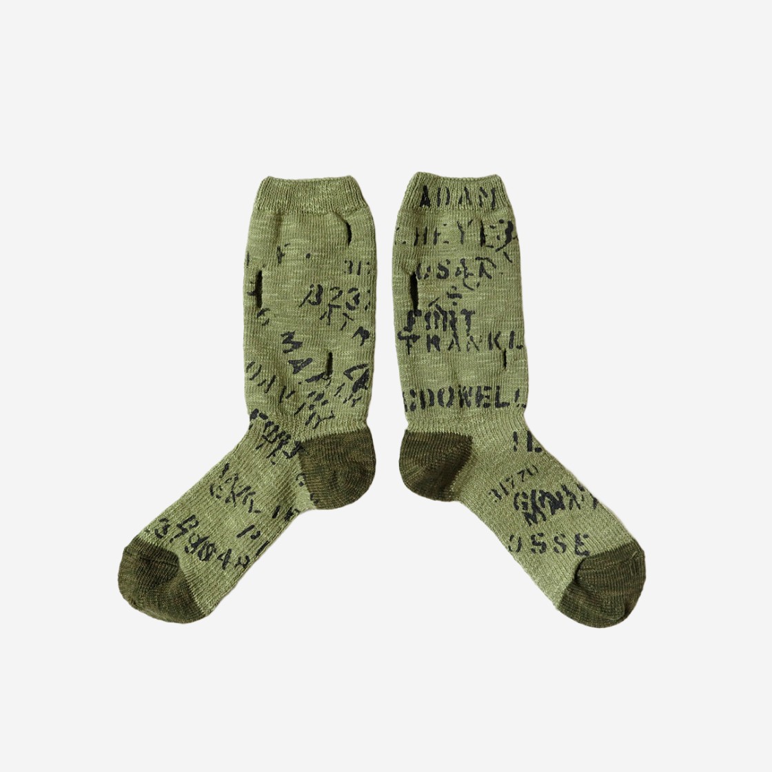 Kapital 96 Army Graffiti Punching Socks Khaki 상세 이미지 1