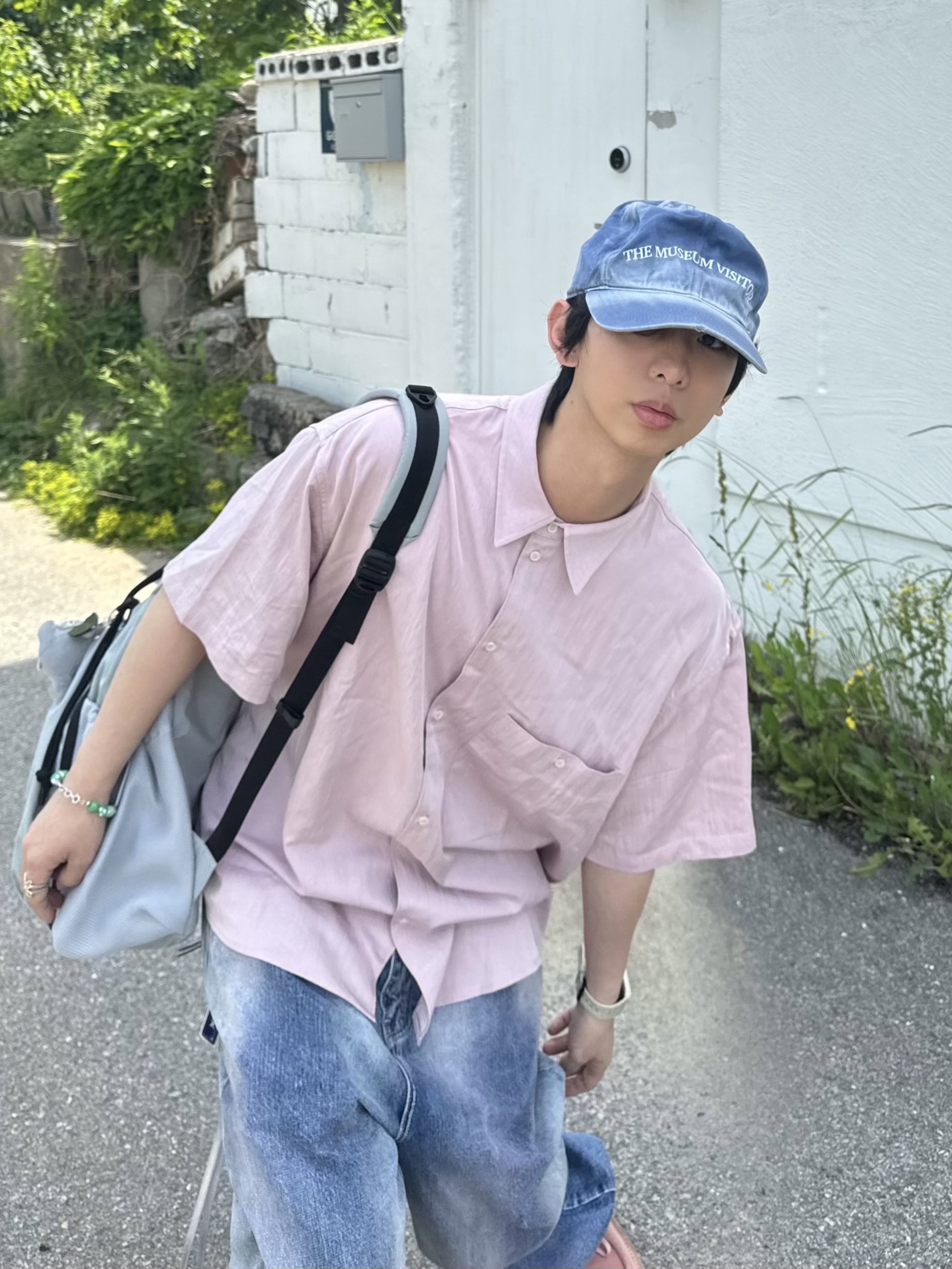 The Museum Visitor Wire Ball Cap Washed Blue 착용 스타일 - 2
