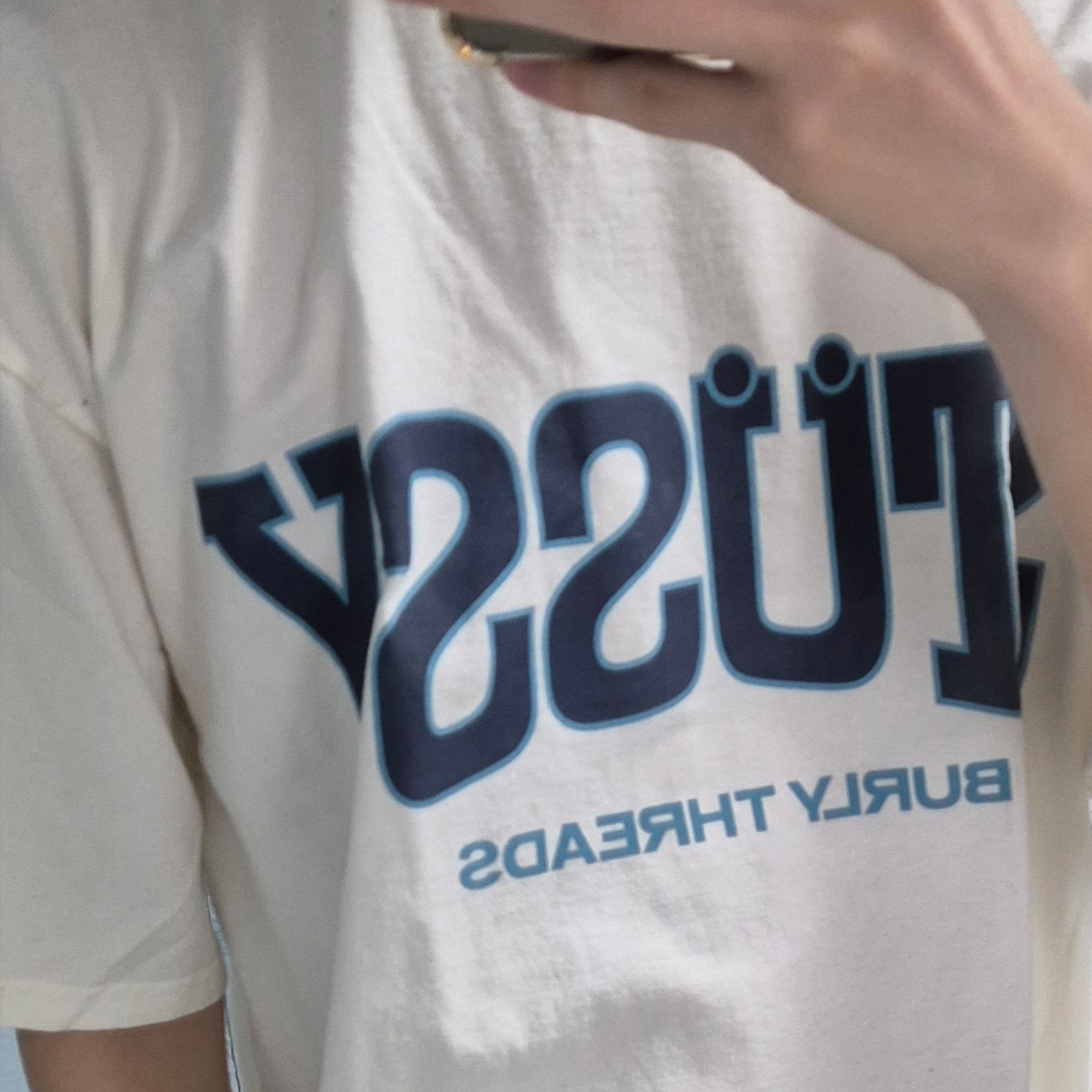 Stussy Burly Threads Pigment Dyed T-Shirt Natural 착용 스타일 - 2