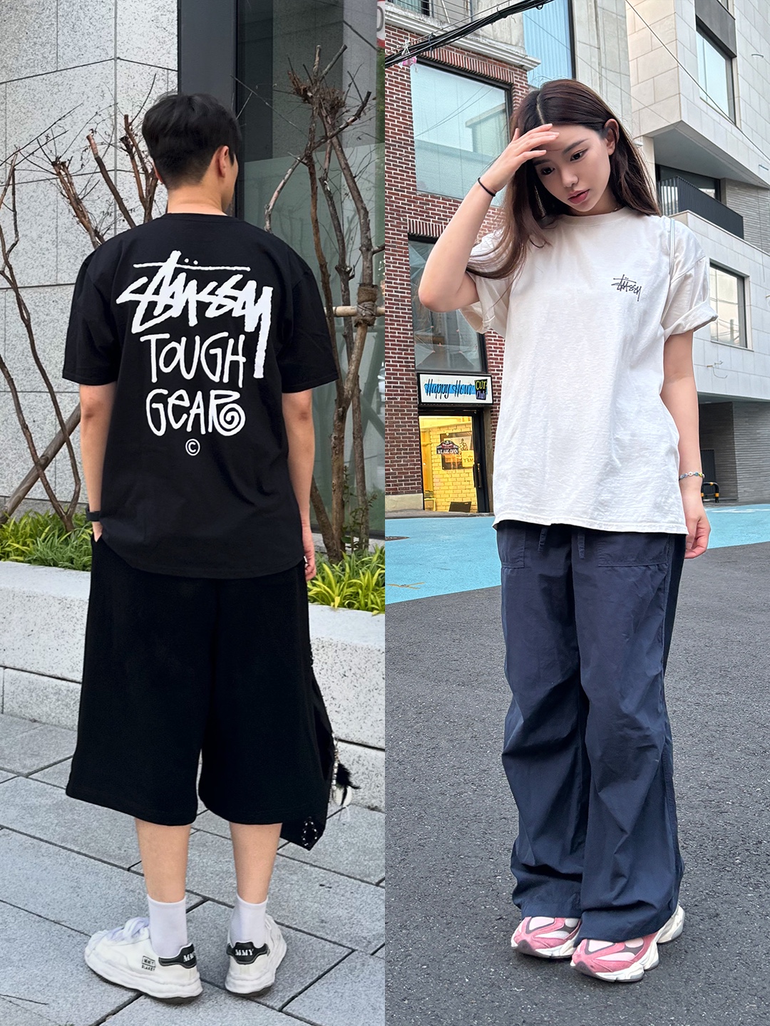 Stussy Tough Gear T-Shirt Black, Stussy Basic Stussy Pigment Dyed T-Shirt Natural 2023 착용 스타일 - 2