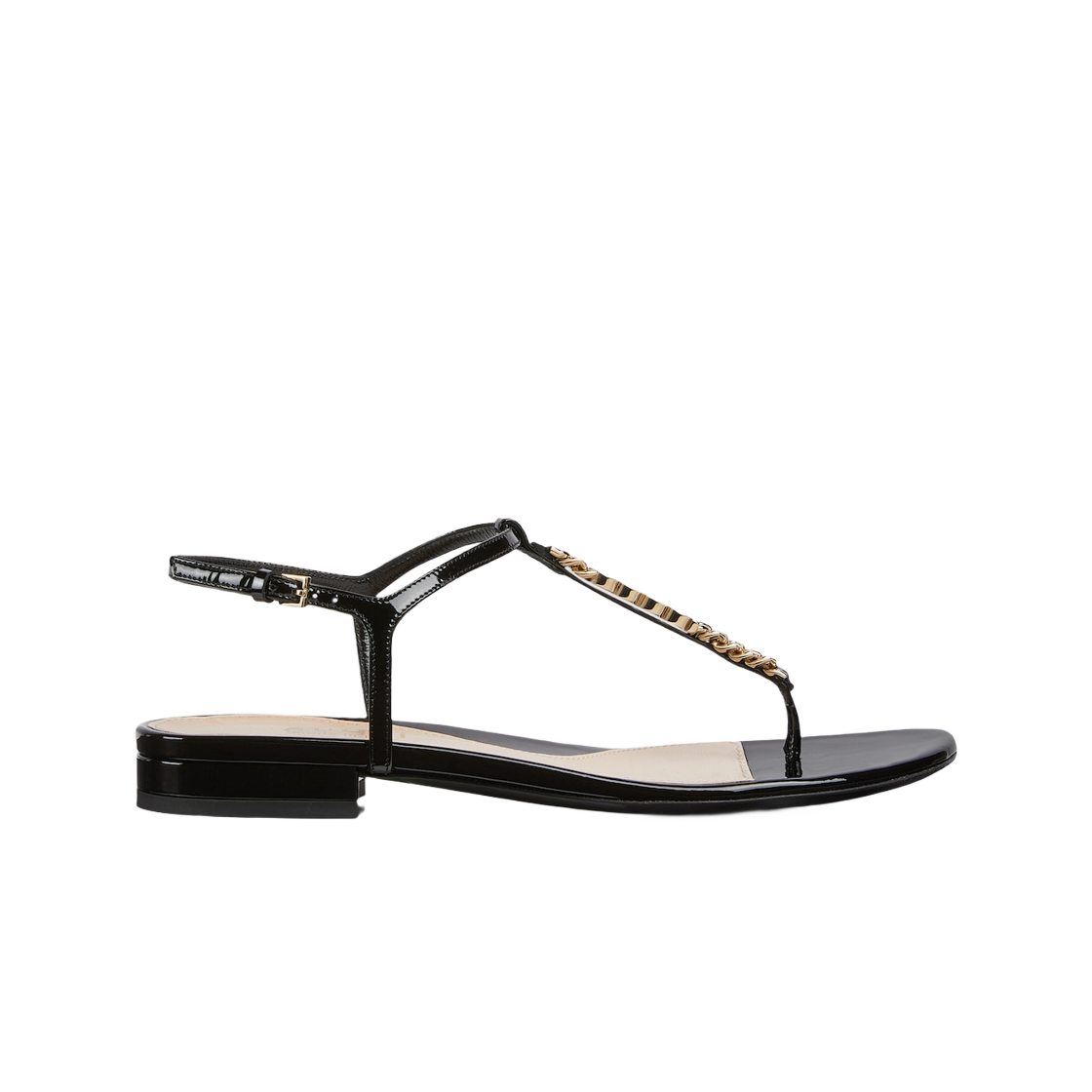 (W) 구찌 시그노리아 통 샌들 블랙 페이턴트 레더((W) Gucci Signoria Thong Sandal Black Patent Leather) - 1
