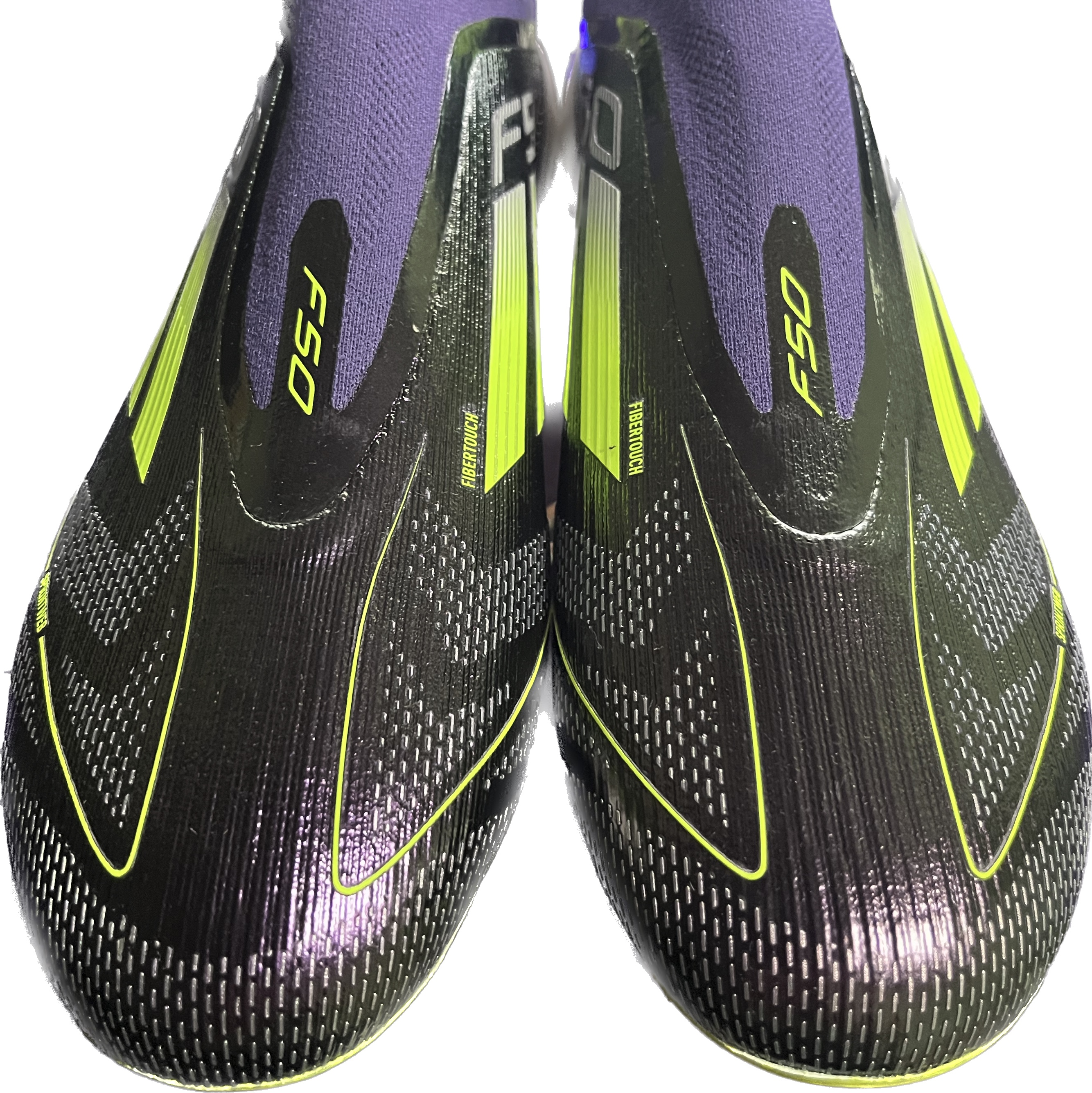 Adidas F50 Elite Laceless Fast Reborn FG Purple Lucid Lemon 착용 스타일 - 3