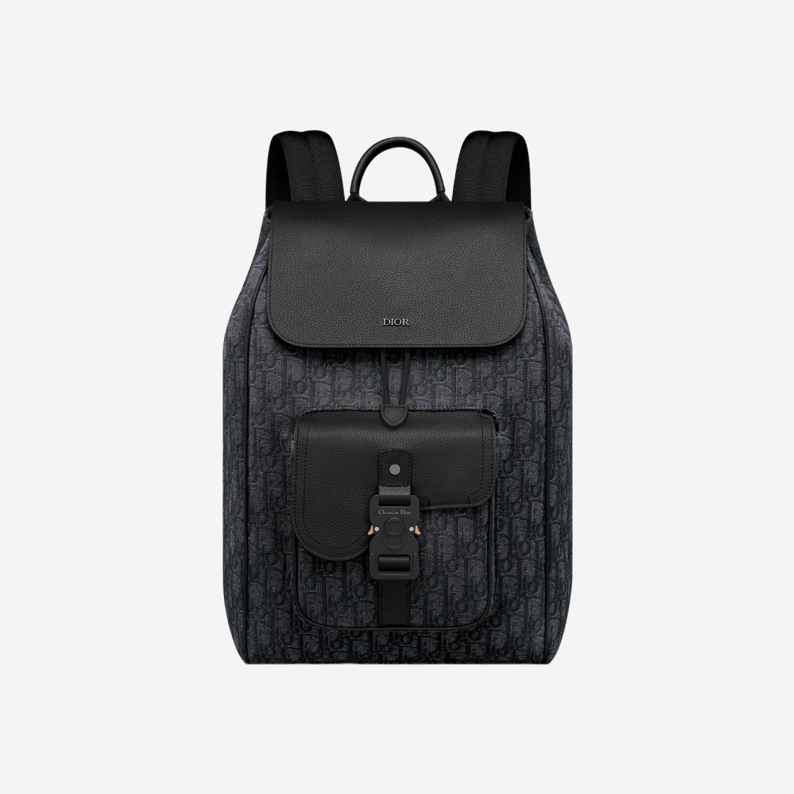 Dior Saddle Backpack Dior Oblique Jacquard Grained Calfskin Black 상세 이미지 1