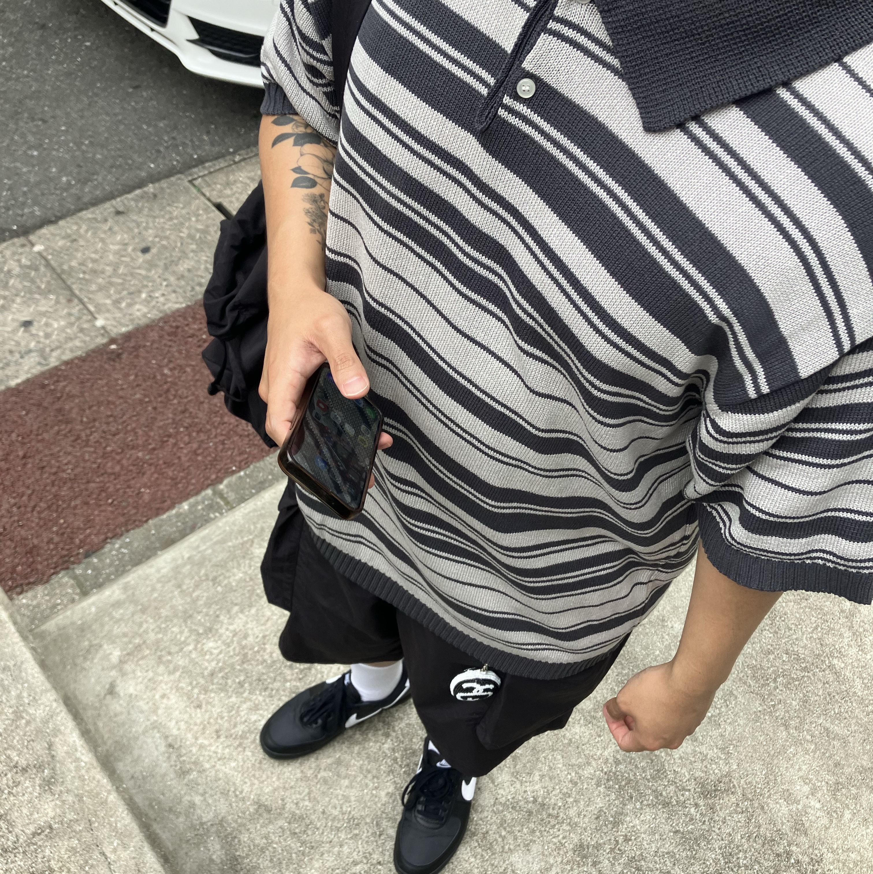 Nike Field General 82 SP Black and White, Stussy SS Link Beaded Ball Keychain Black 착용 스타일