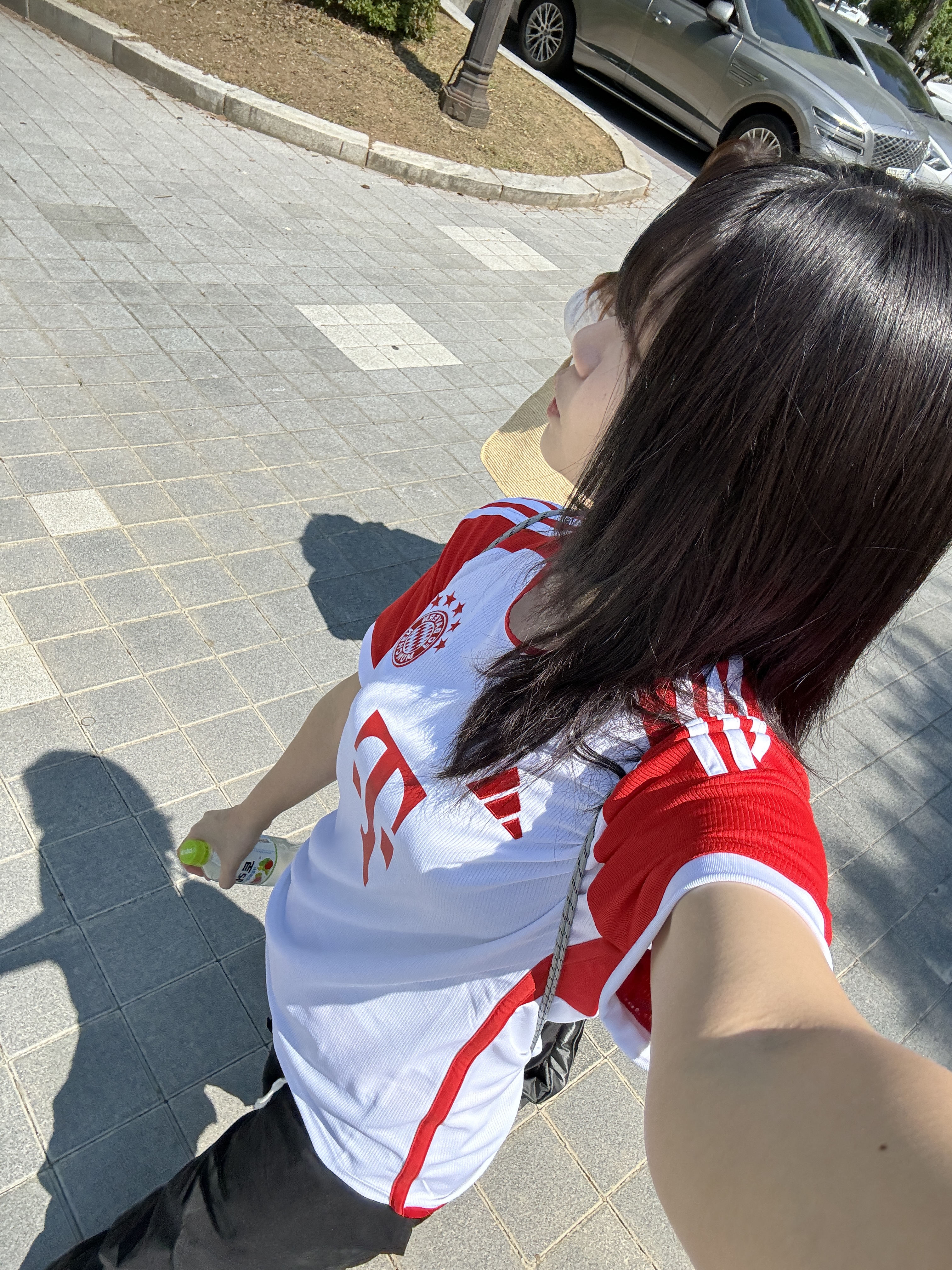 Adidas Bayern Munchen 2023/24 Home Jersey White Red - KR Sizing (Non Marking Ver.) 착용 스타일
