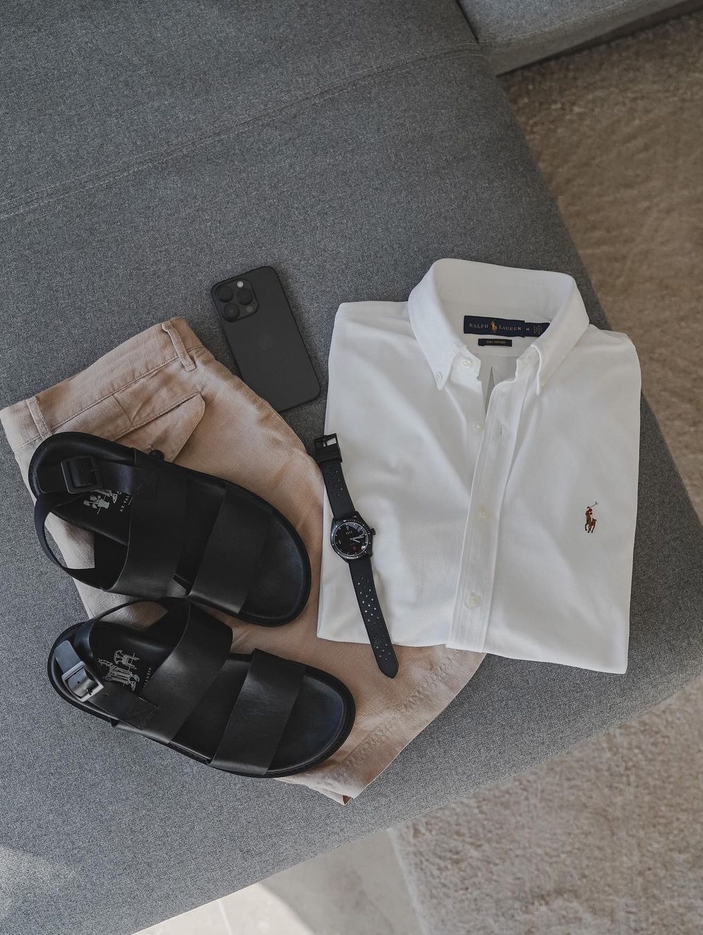 [30% 적립] Polo Ralph Lauren Classic Fit Garment Dyed Oxford Shirt White, IAB Studio Worksout 20th Anniversary Work Shirt Blue Stripe 착용 스타일 - 2